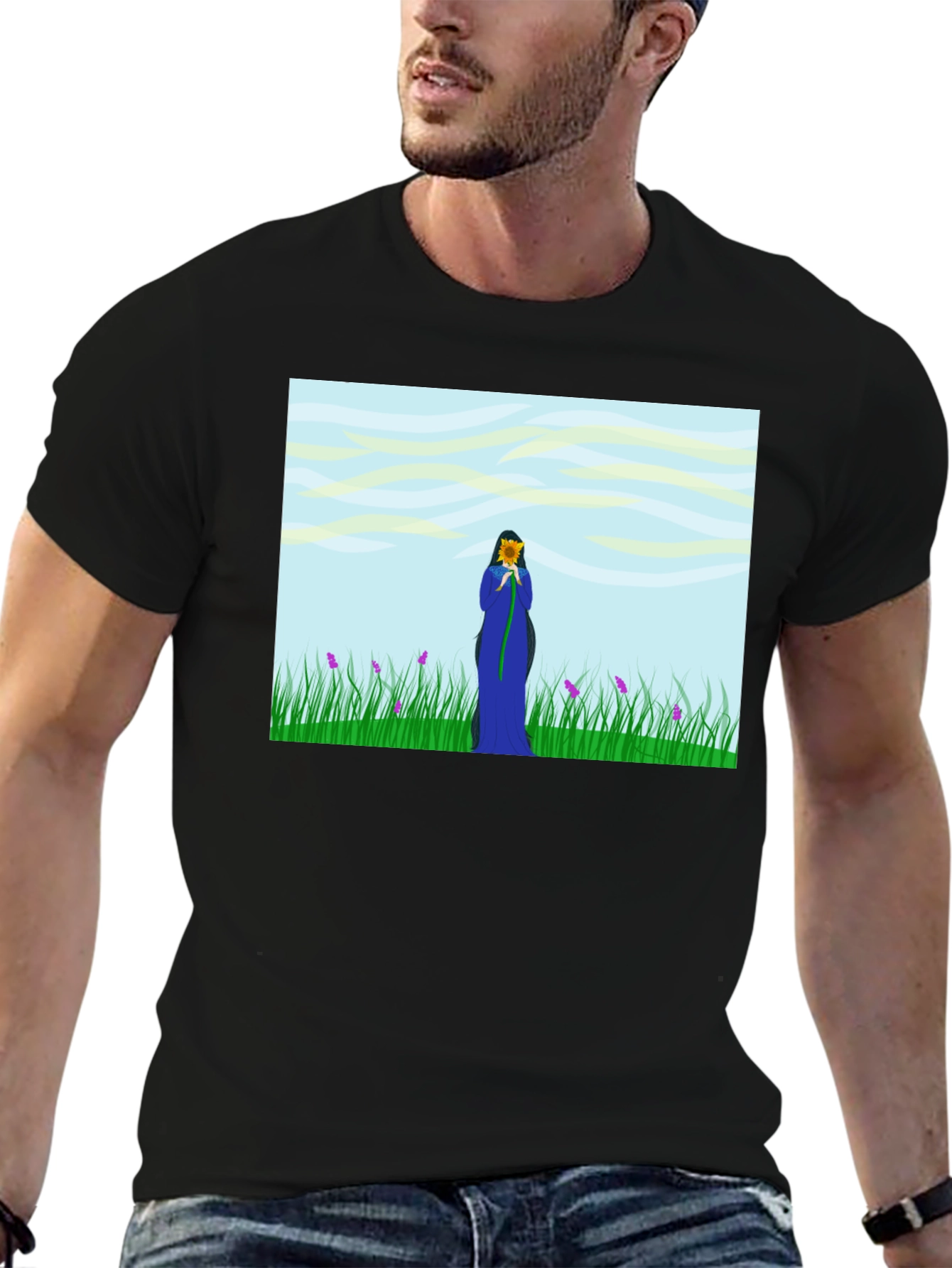 Nature Lovers T-Shirt: Sunflower Field Design