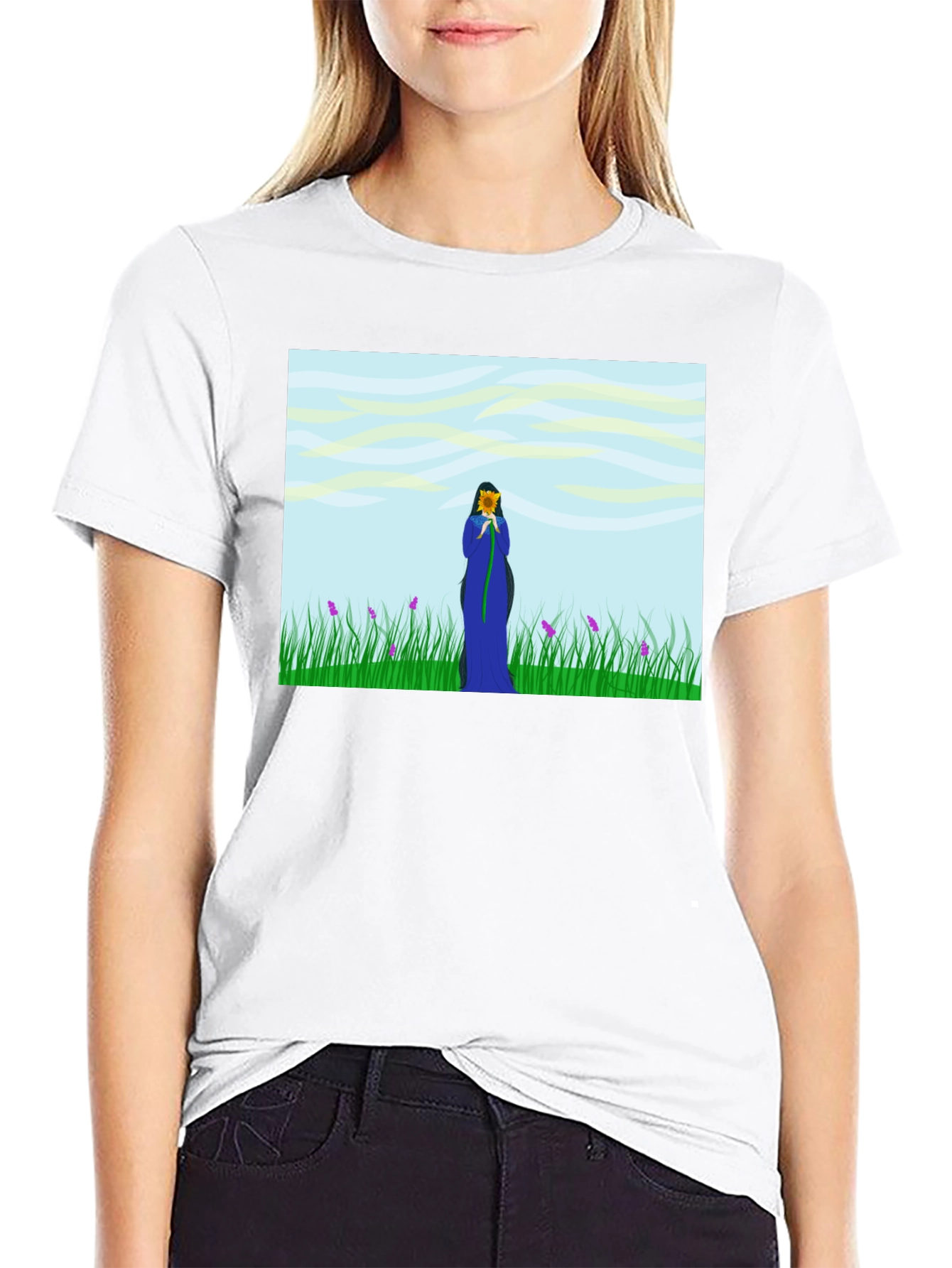 Nature Lovers T-Shirt: Sunflower Field Design