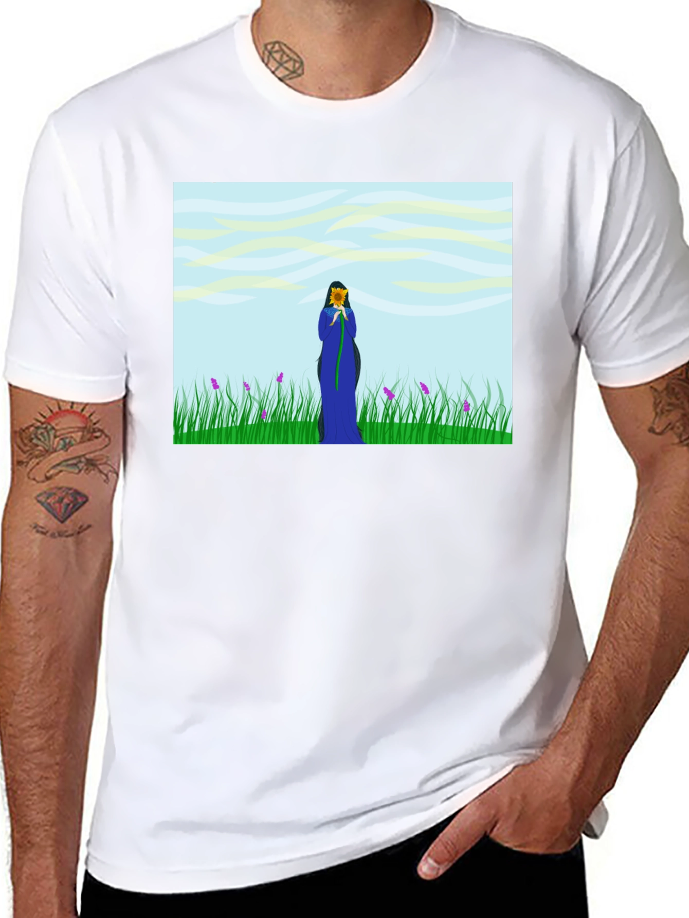 Nature Lovers T-Shirt: Sunflower Field Design