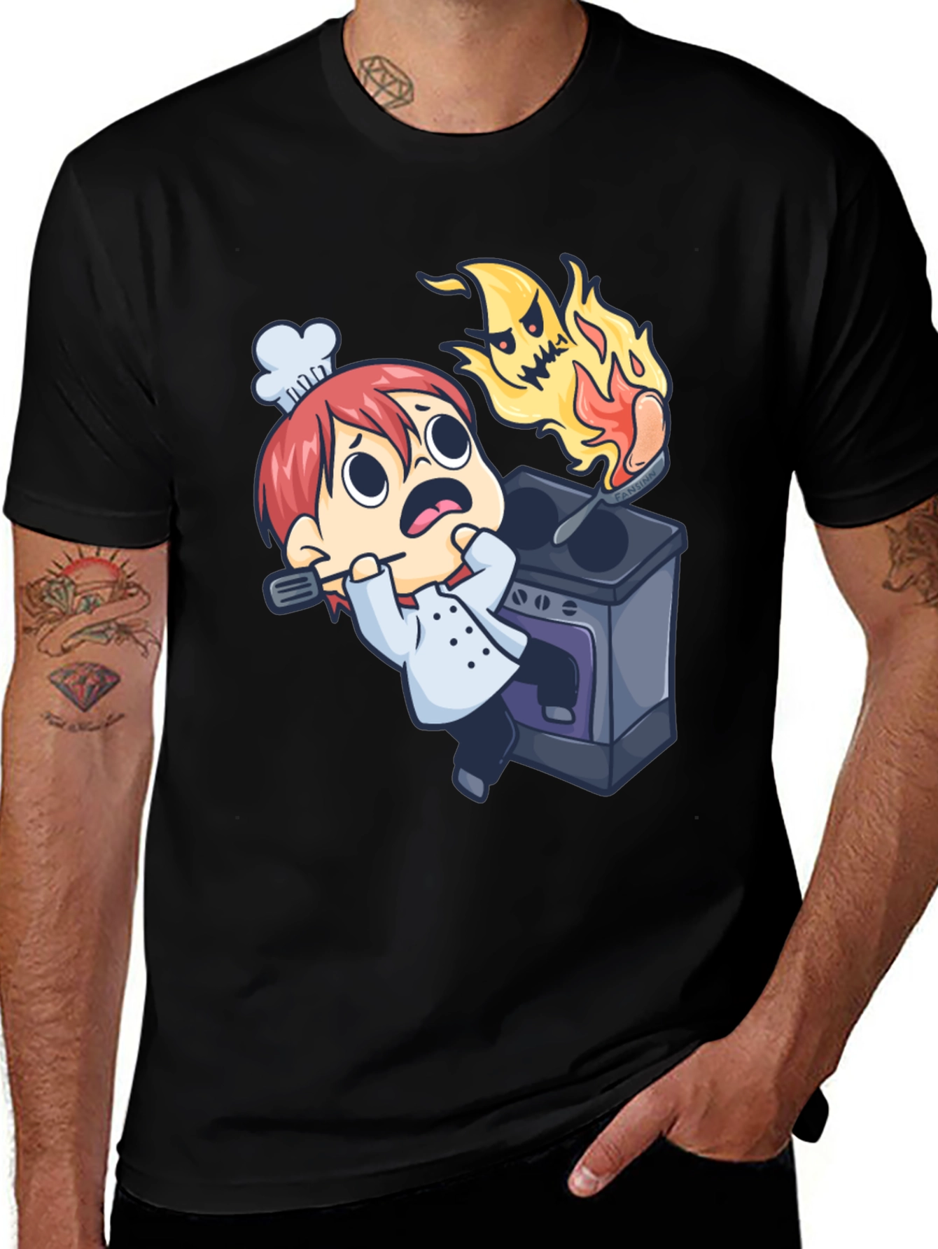 Cartoon Chef Mishap Graphic Tee