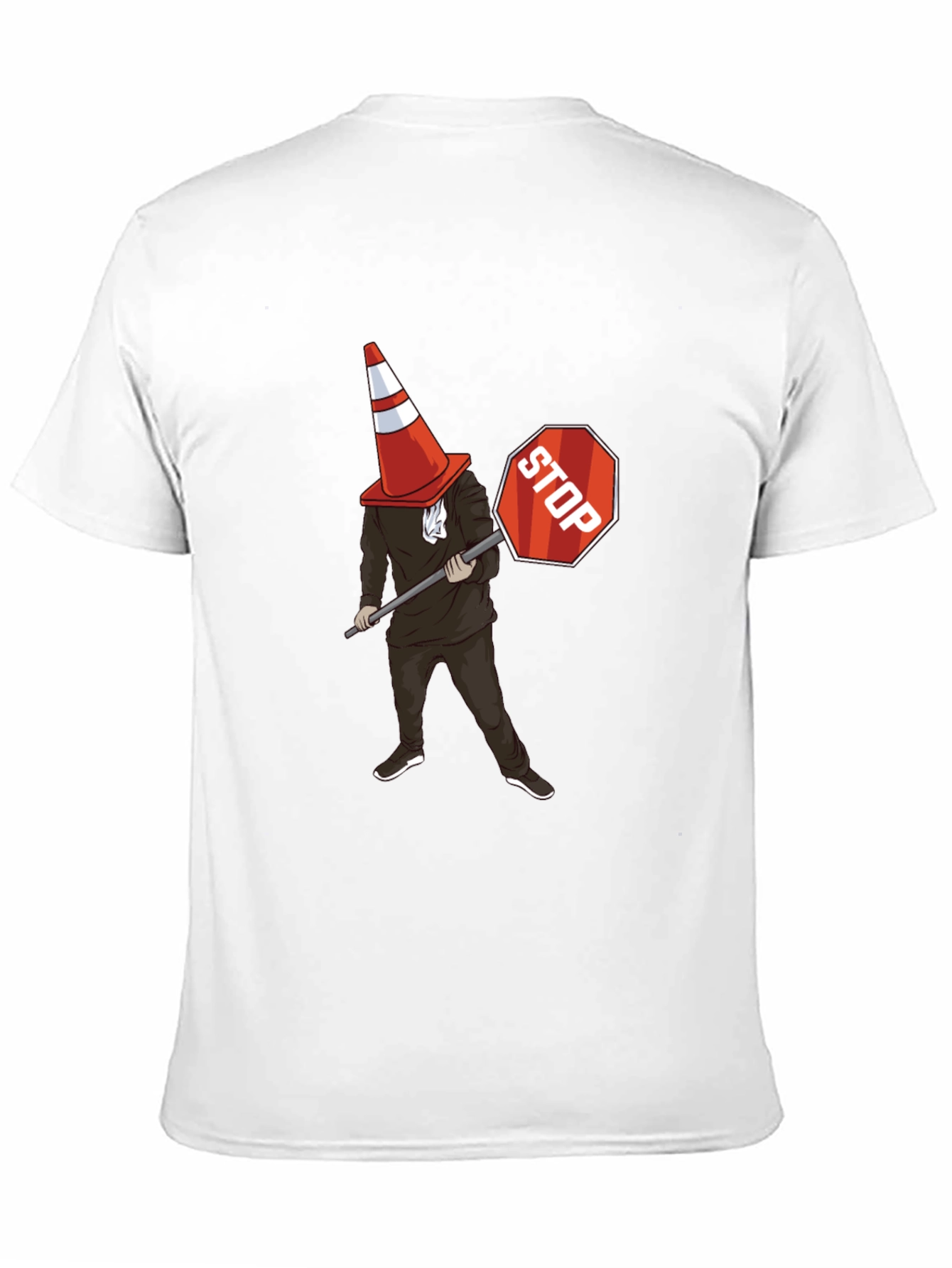 Traffic Cone Stop Sign Graphic T-Shirt