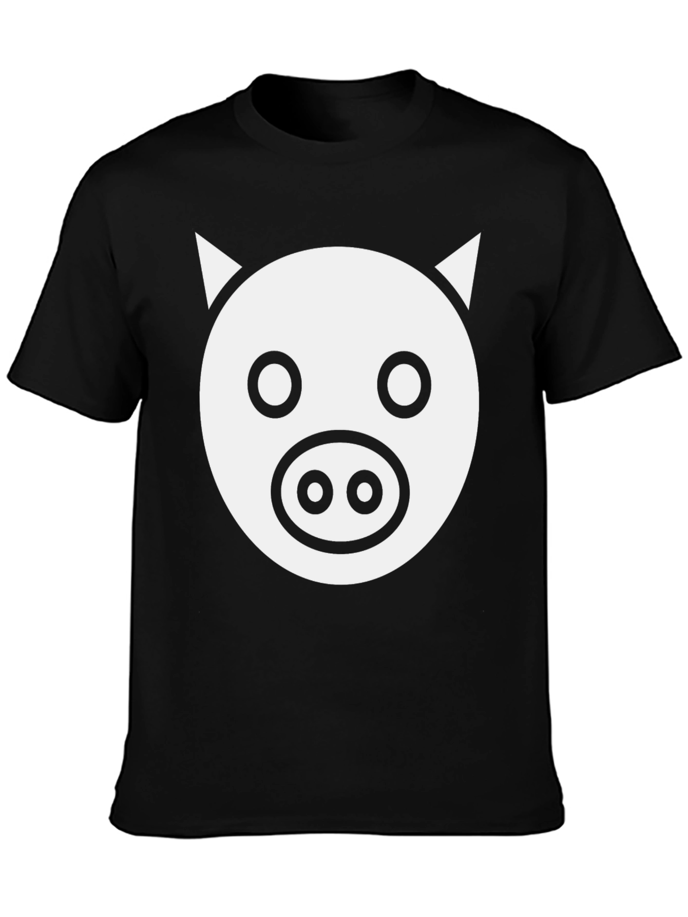Pig Face Graphic Tee - Black Cotton T-Shirt