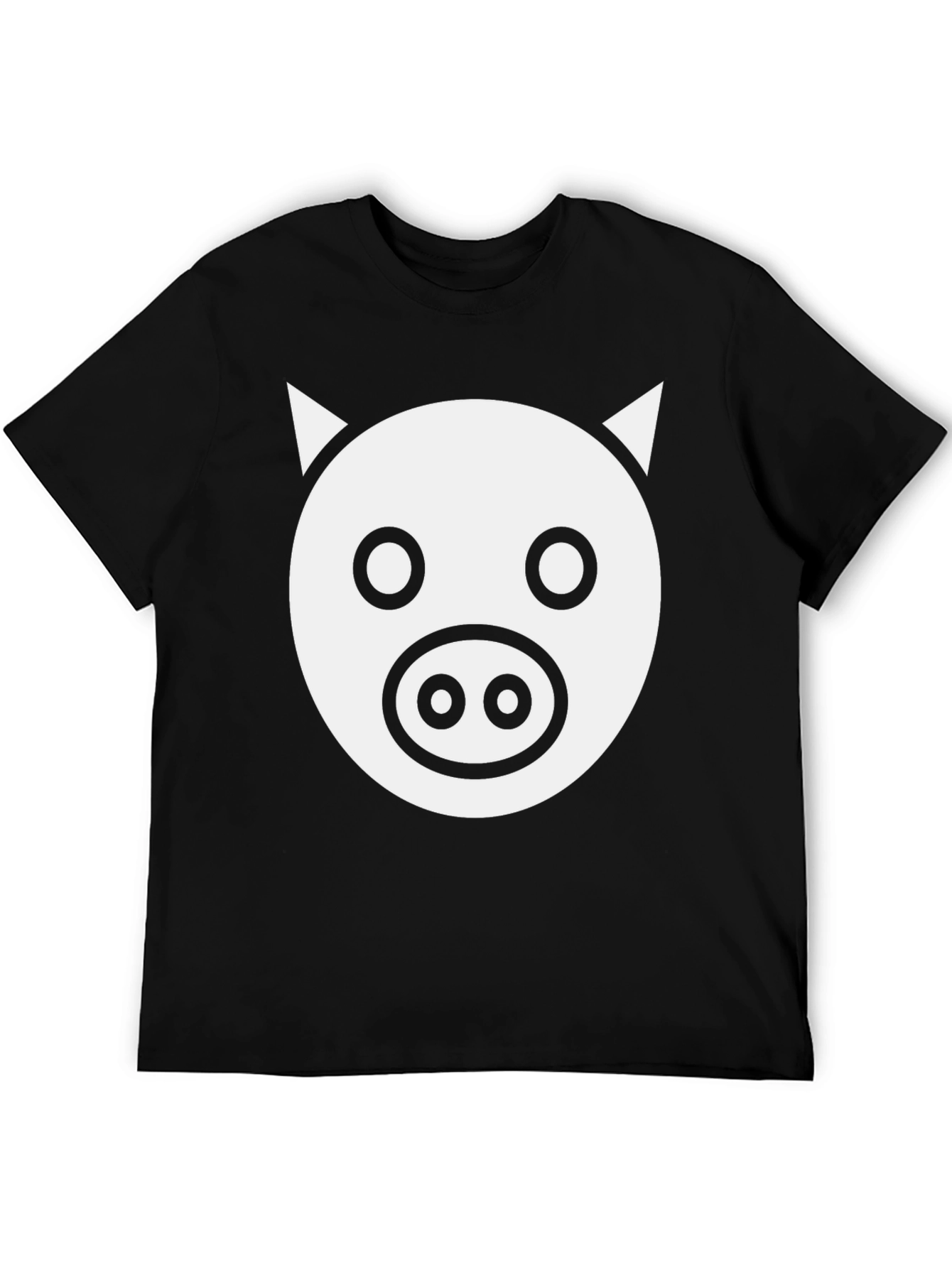 Pig Face Graphic Tee - Black Cotton T-Shirt