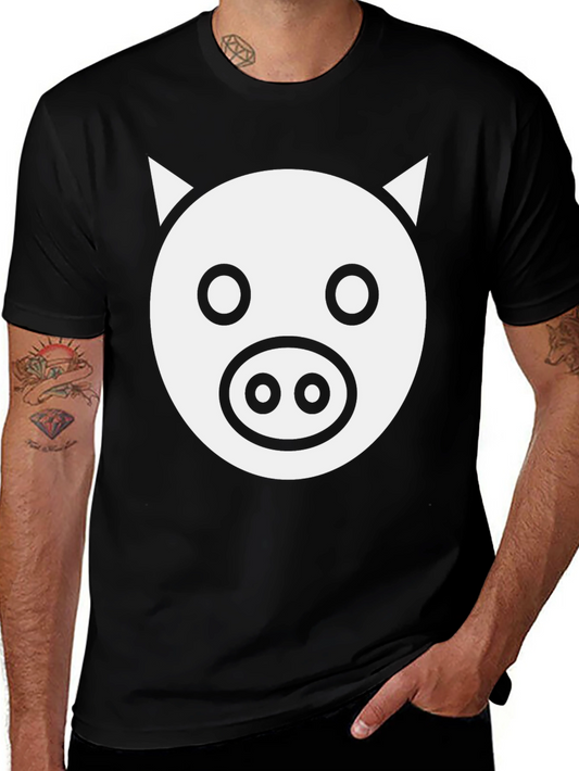 Pig Face Graphic Tee - Black Cotton T-Shirt