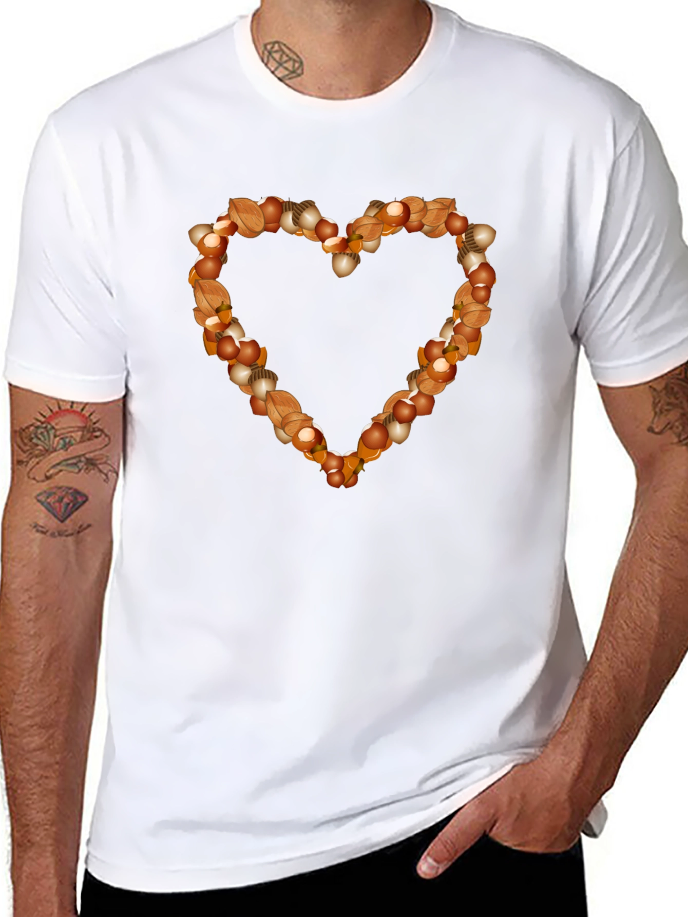 Nutty Heart Graphic Tee - Black Cotton Casual Shirt