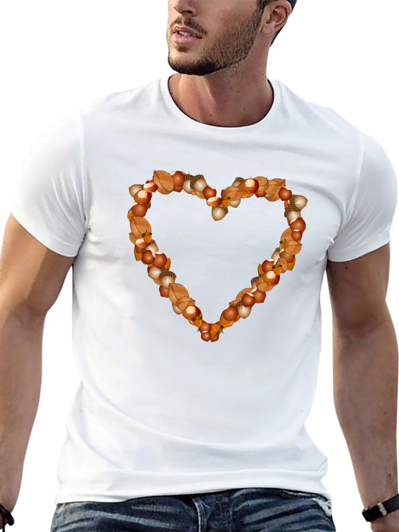 Nutty Heart Graphic Tee - Black Cotton Casual Shirt