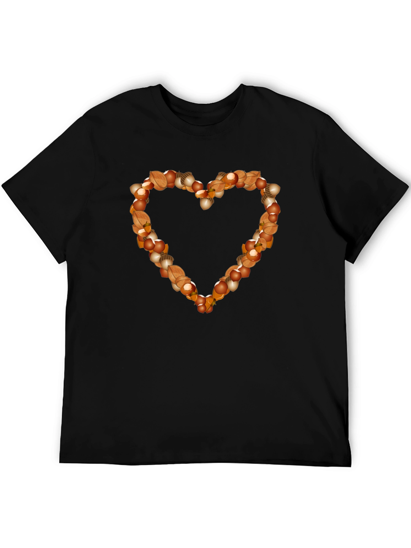 Nutty Heart Graphic Tee - Black Cotton Casual Shirt