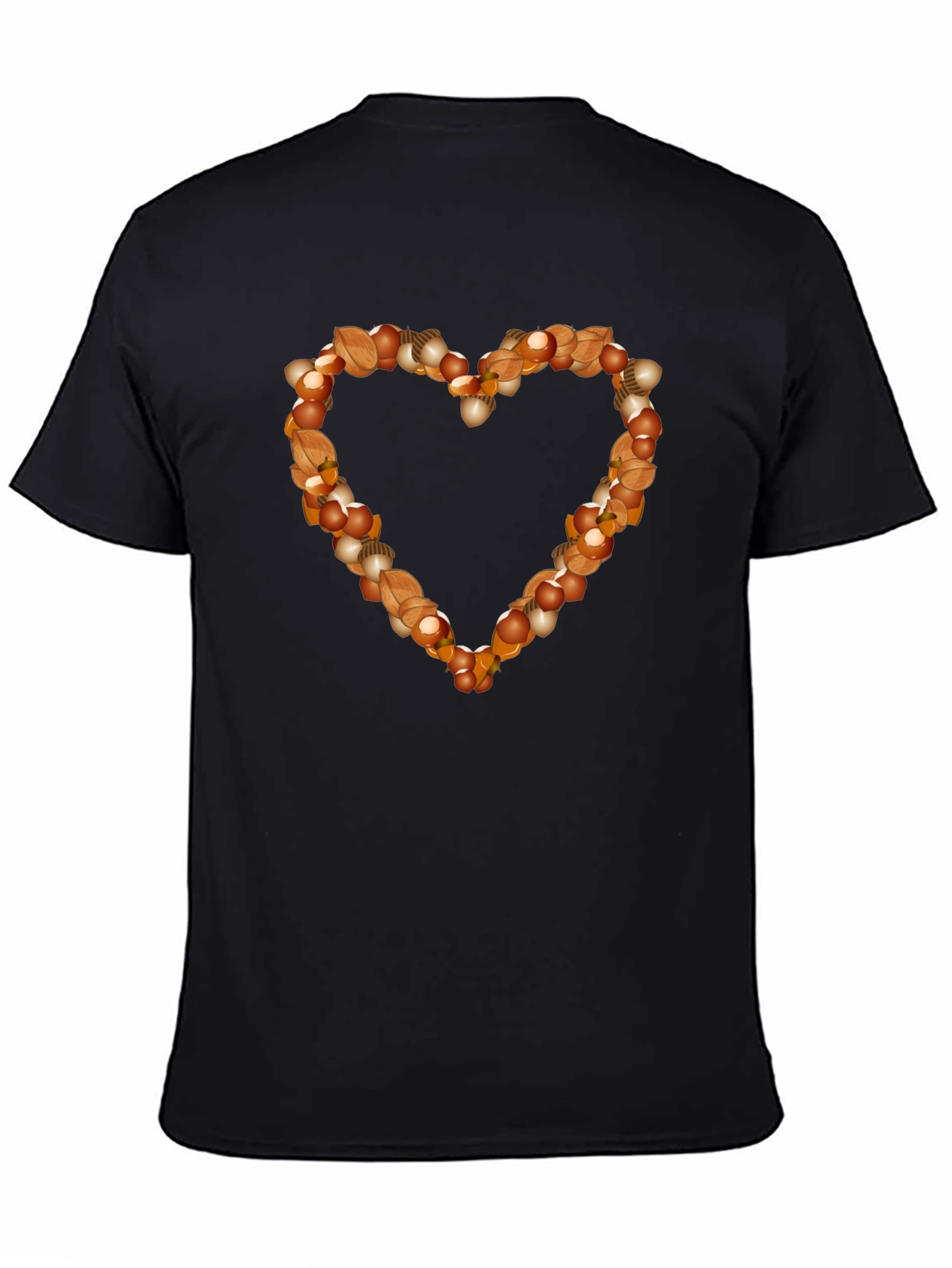 Nutty Heart Graphic Tee - Black Cotton Casual Shirt