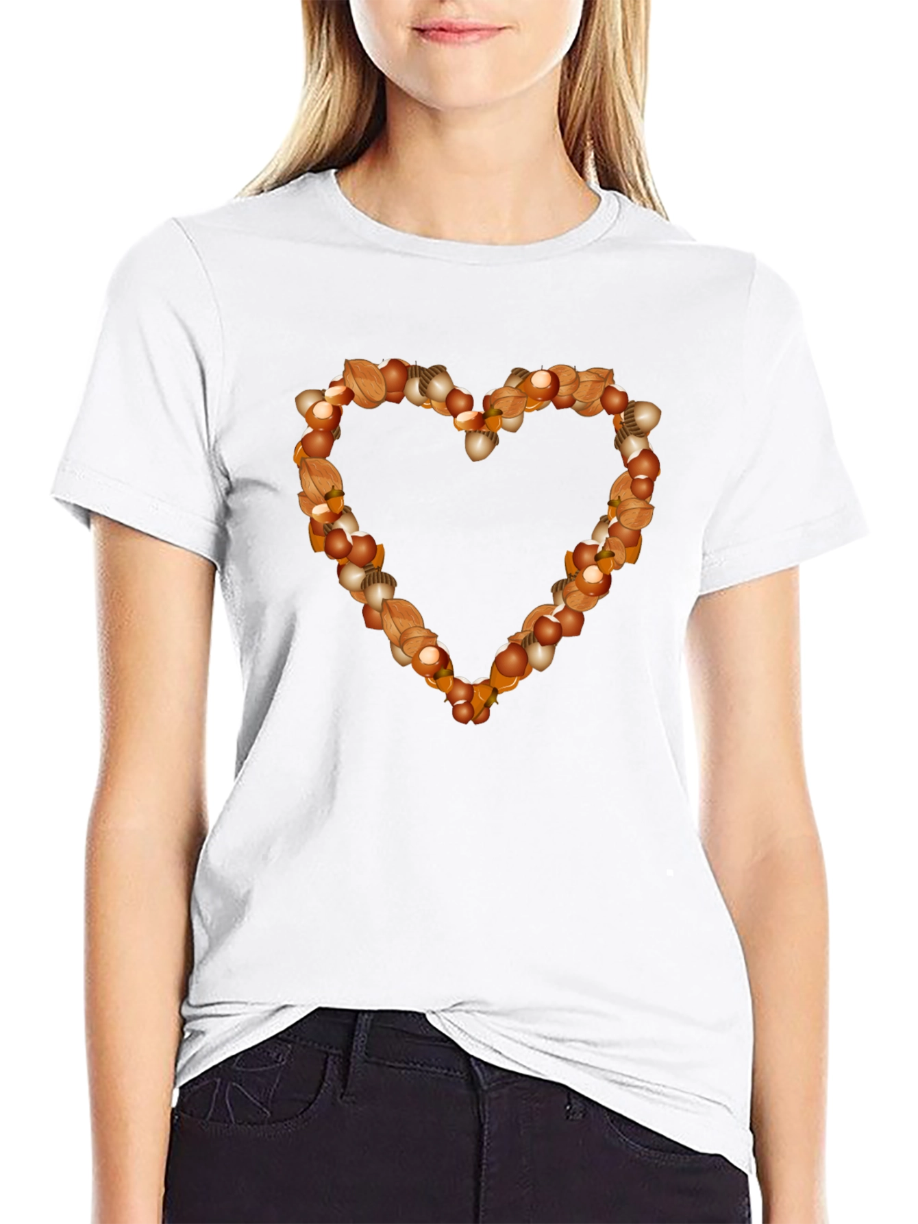 Nutty Heart Graphic Tee - Black Cotton Casual Shirt