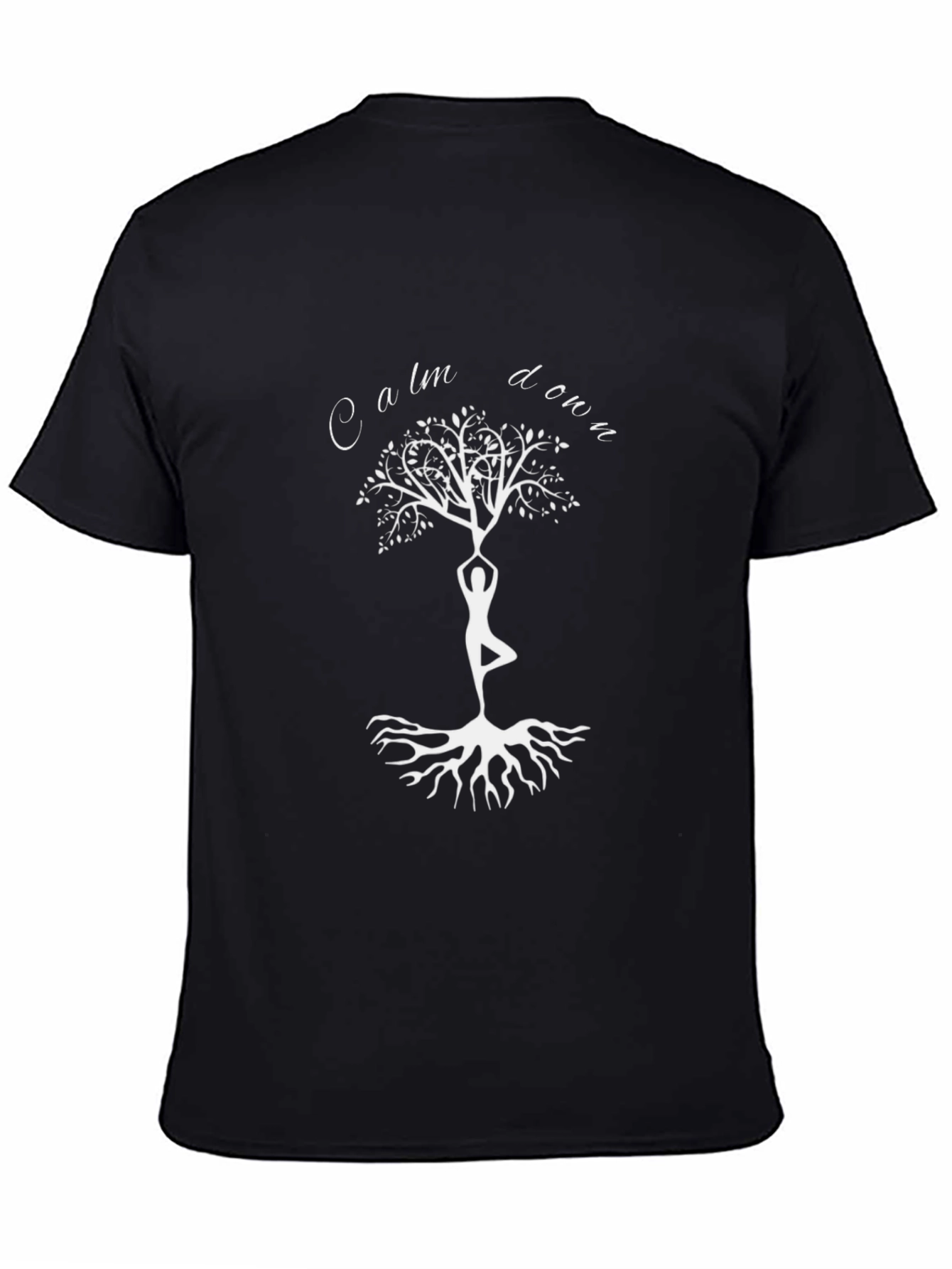 Calm Down Tree Yoga Graphic Tee - Black