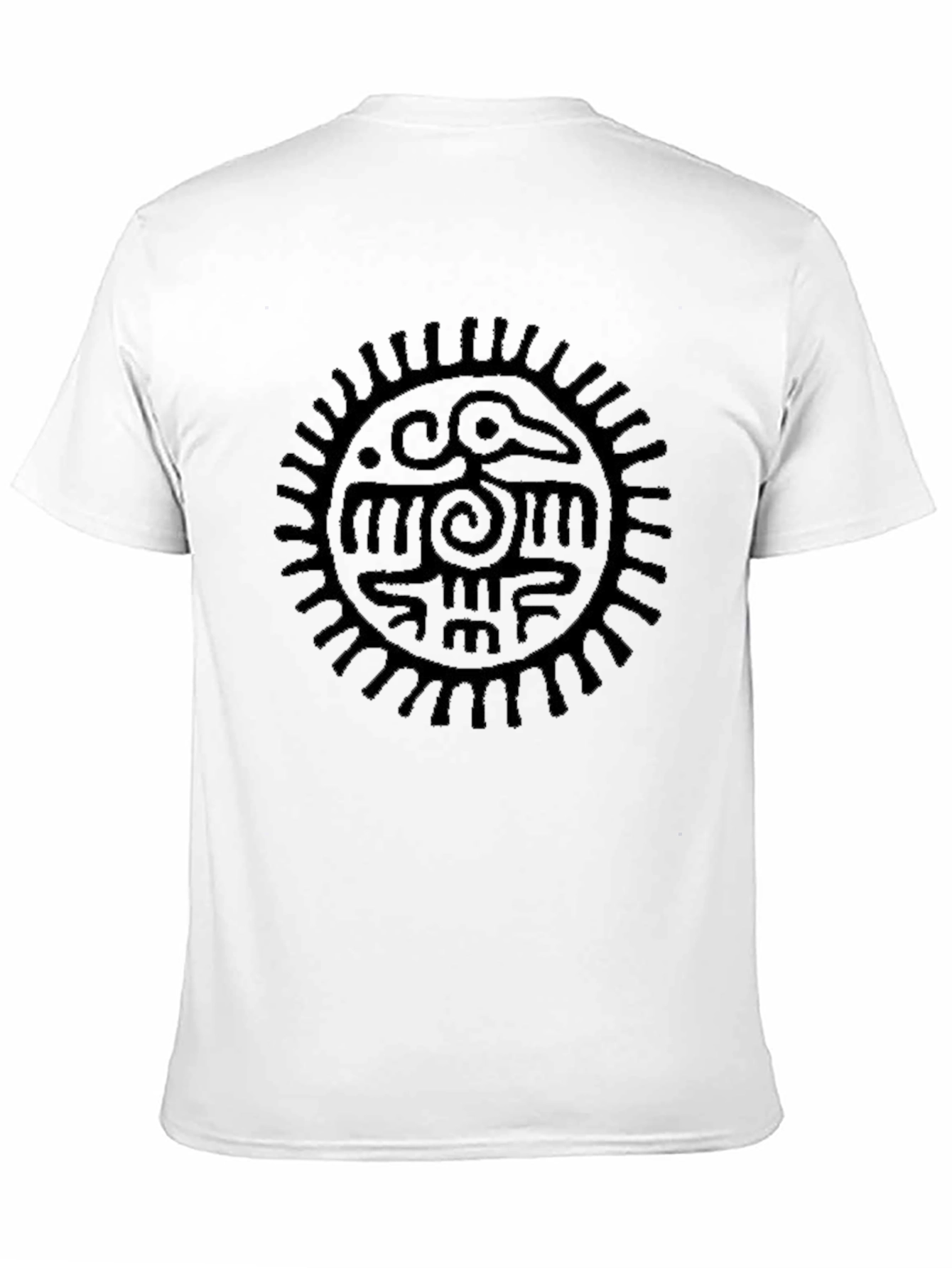 Mens Black Graphic Tee - Aztec Sun Bird Design