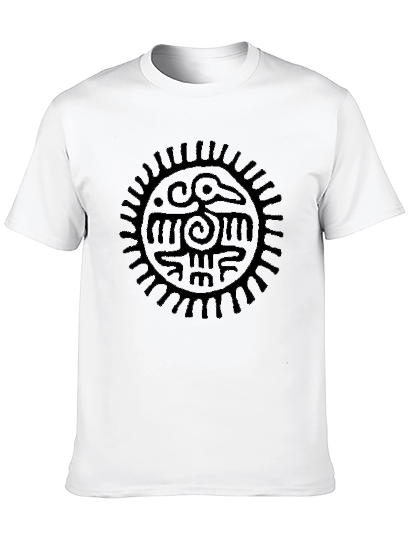 Mens Black Graphic Tee - Aztec Sun Bird Design