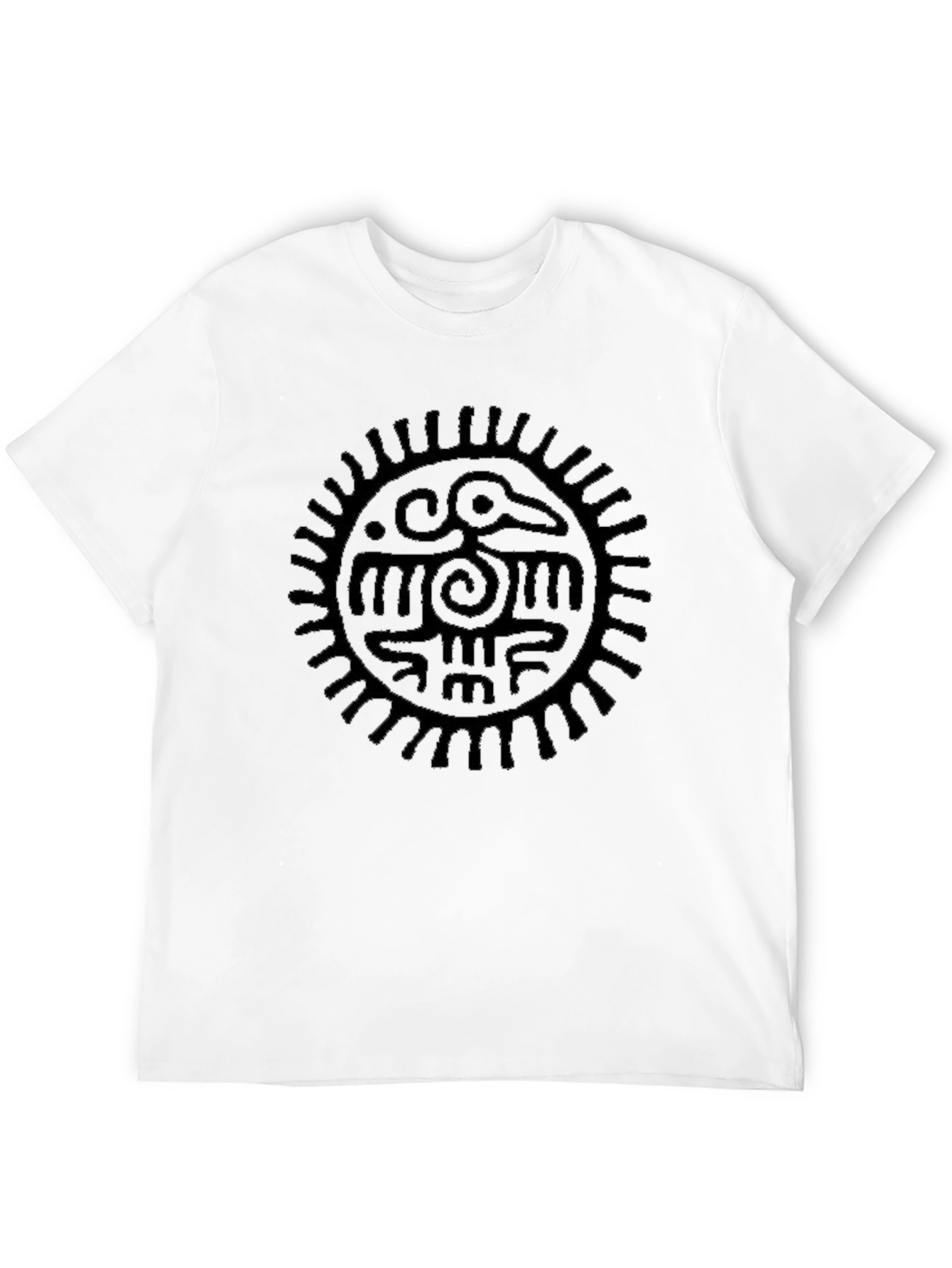 Mens Black Graphic Tee - Aztec Sun Bird Design