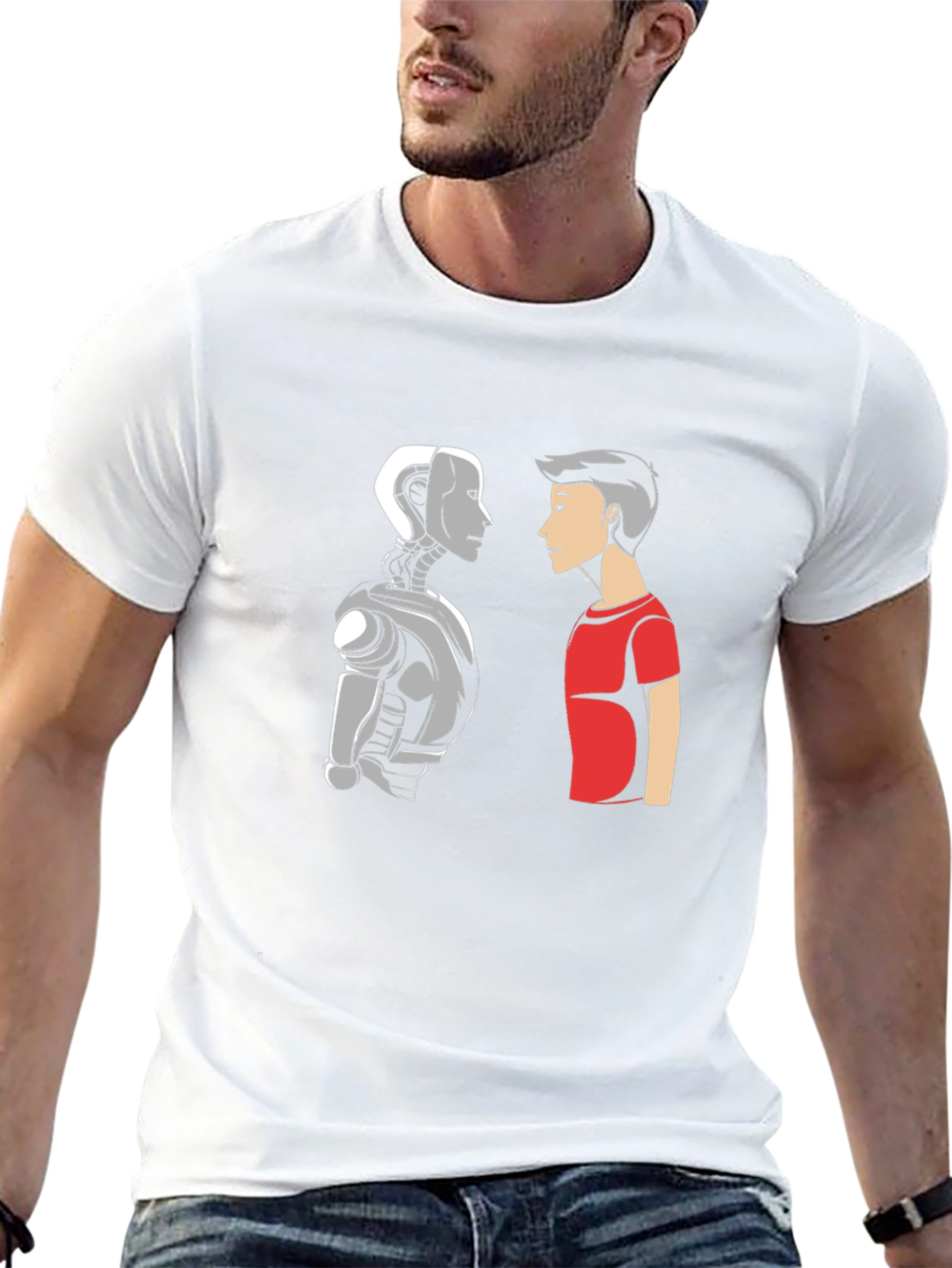 Robot vs Human Graphic T-Shirt