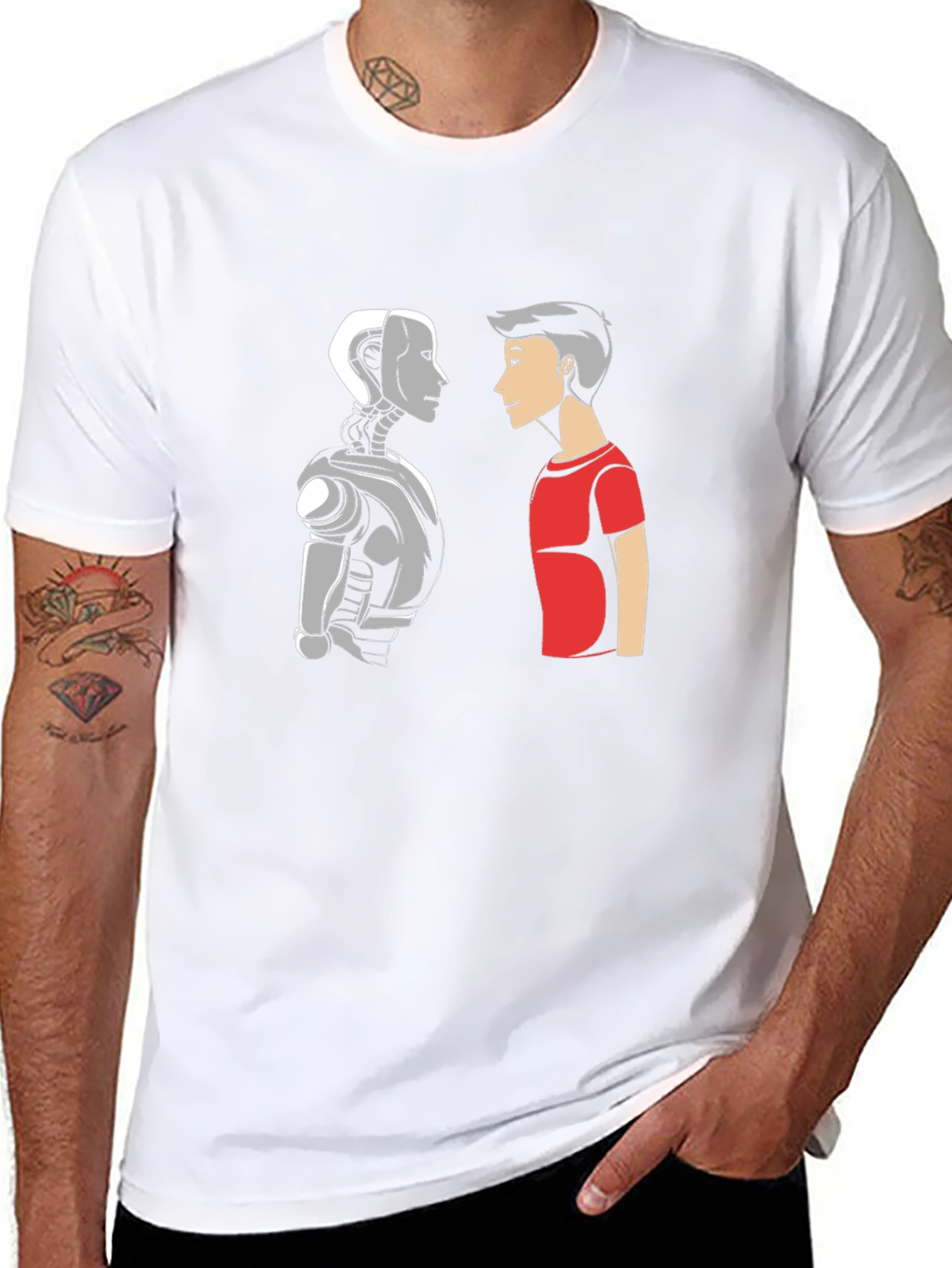Robot vs Human Graphic T-Shirt