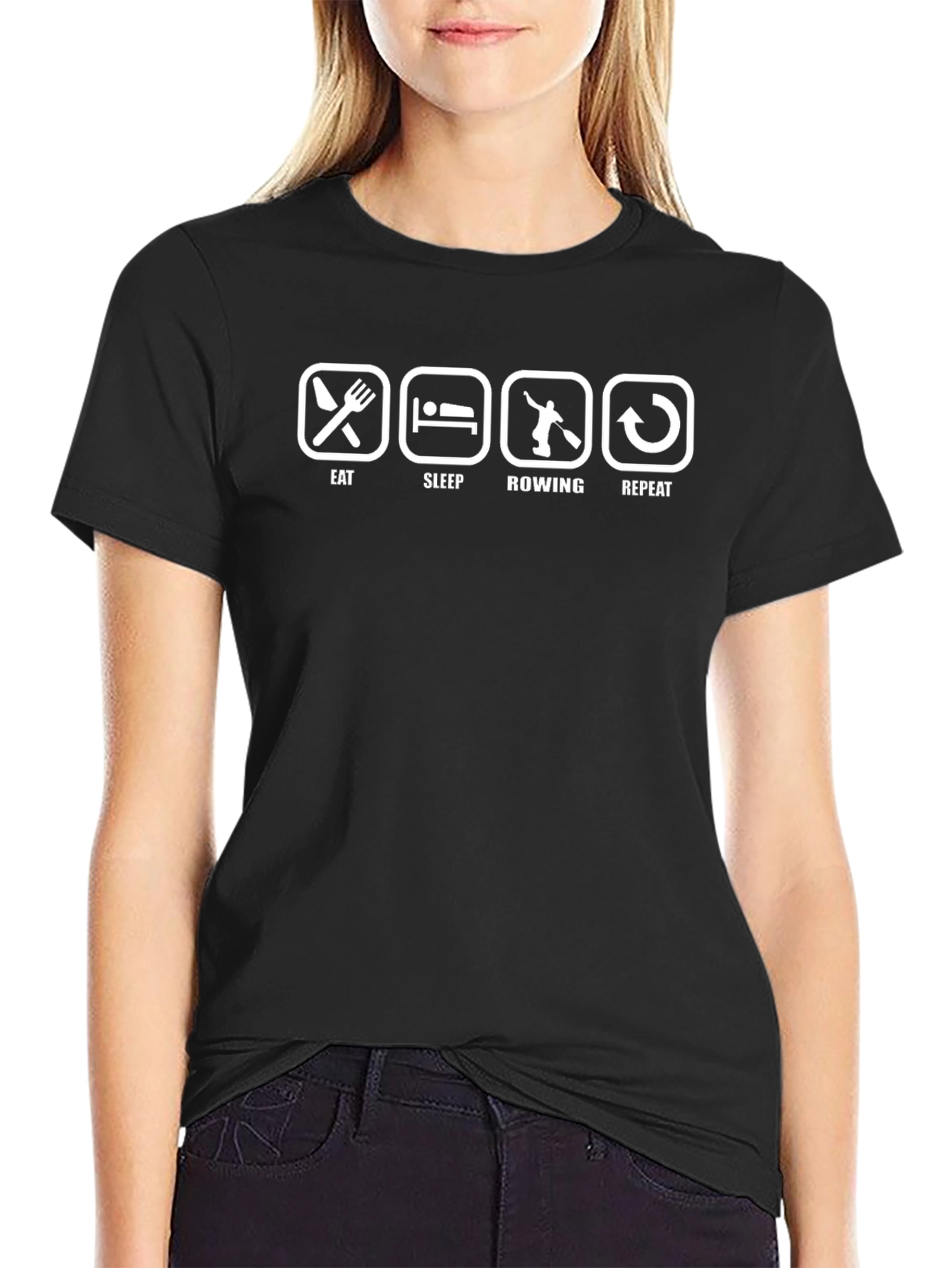 Rowing Enthusiast Graphic Tee - Eat Sleep Row Repeat!