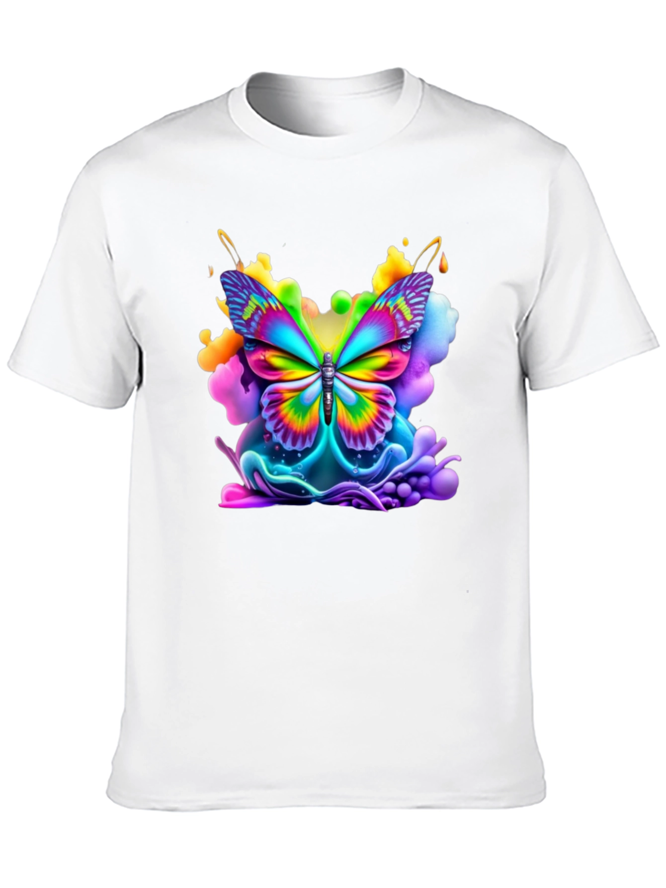 Vibrant Butterfly Graphic Tee - Black Cotton Comfort