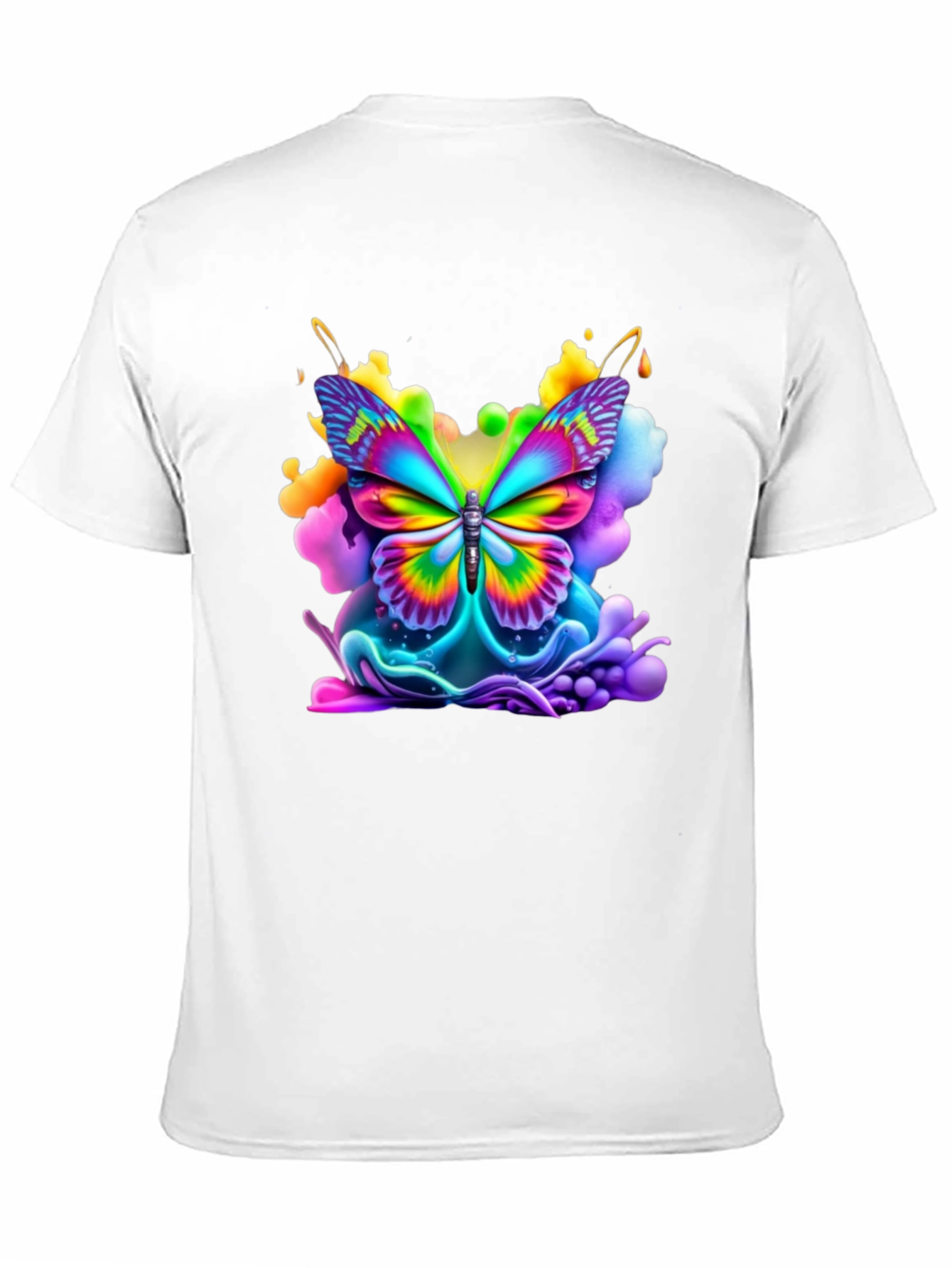 Vibrant Butterfly Graphic Tee - Black Cotton Comfort