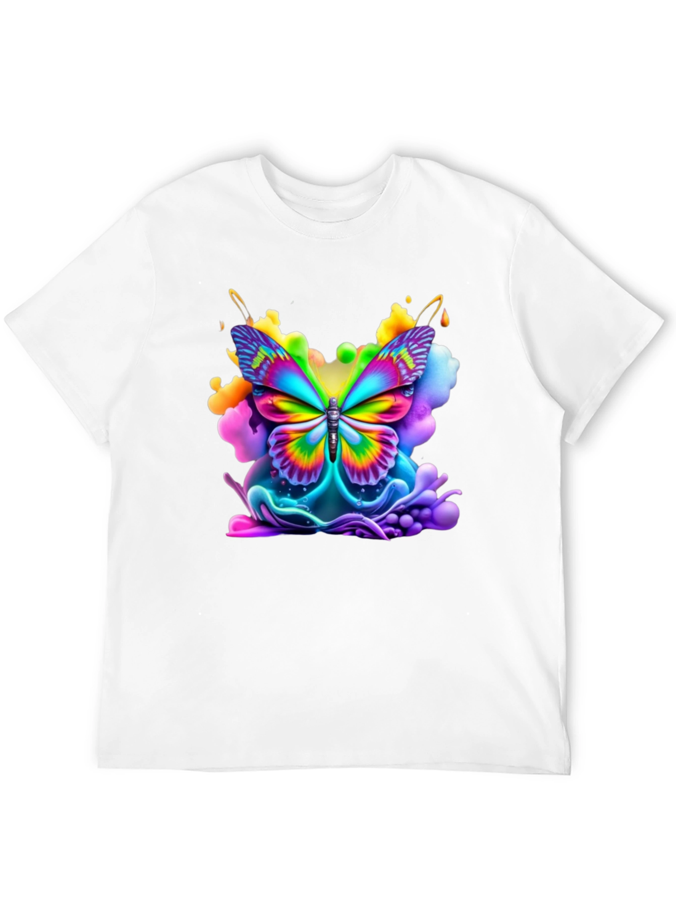 Vibrant Butterfly Graphic Tee - Black Cotton Comfort