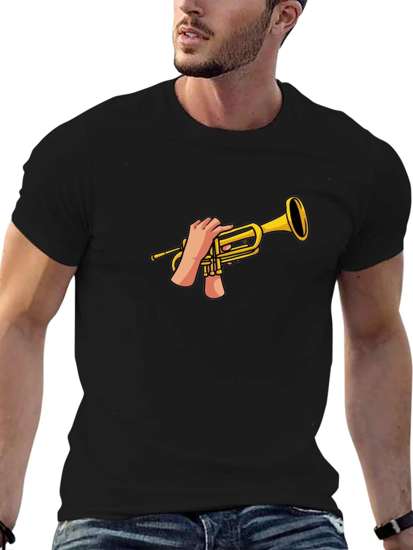 Trumpet Hands Graphic T-Shirt - Black