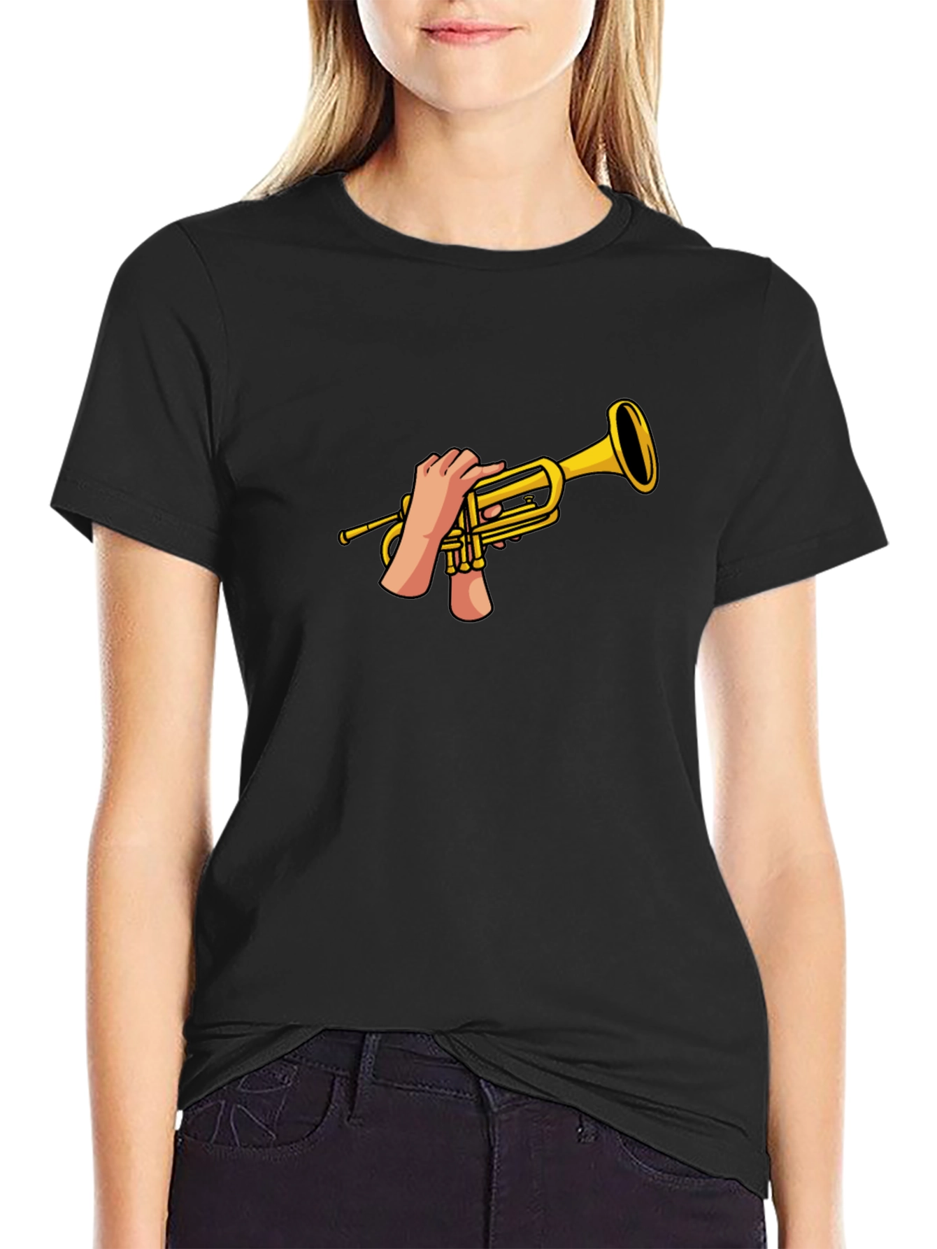 Trumpet Hands Graphic T-Shirt - Black