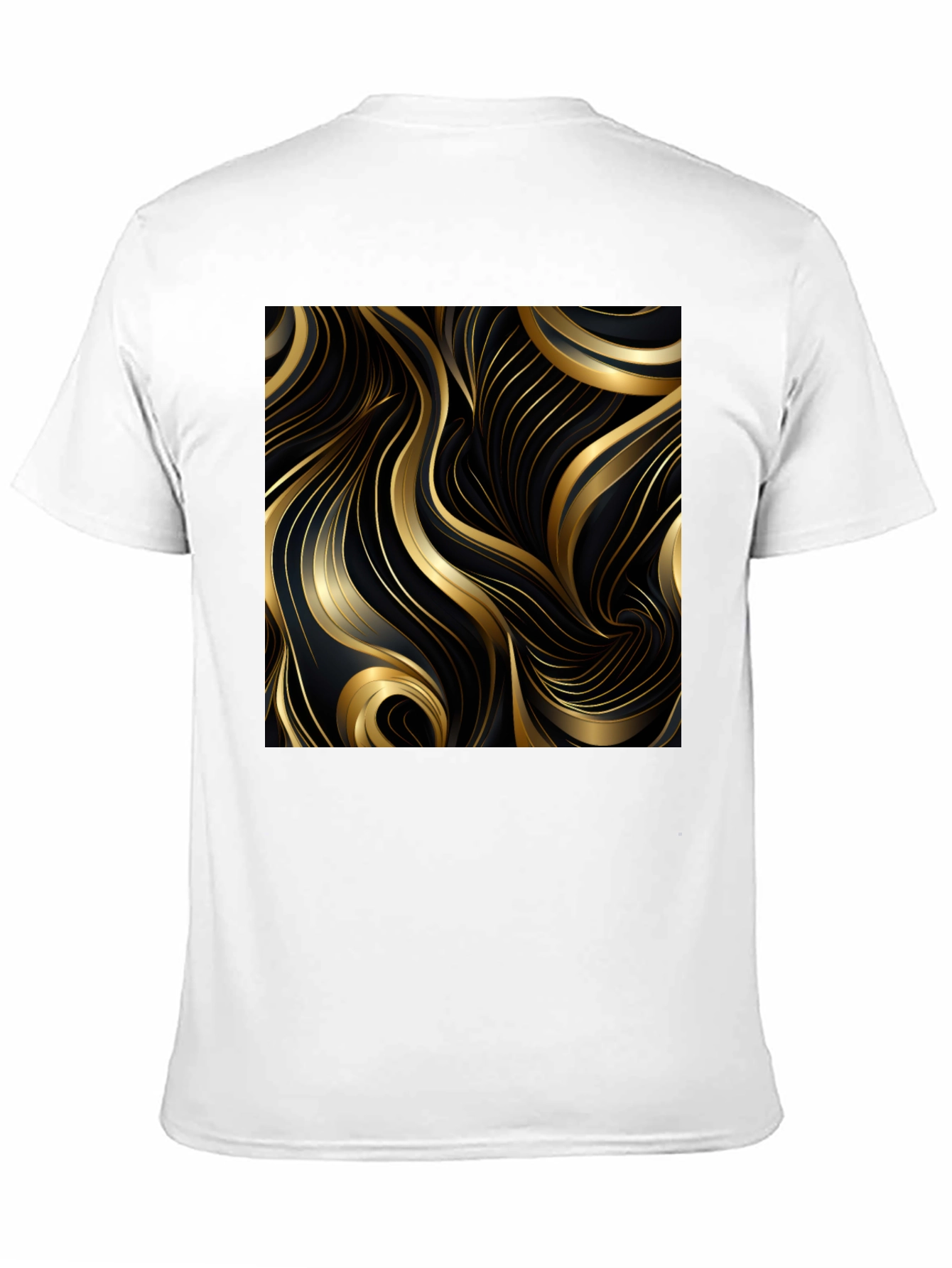 Black T-Shirt with Gold Abstract Graphic Design
