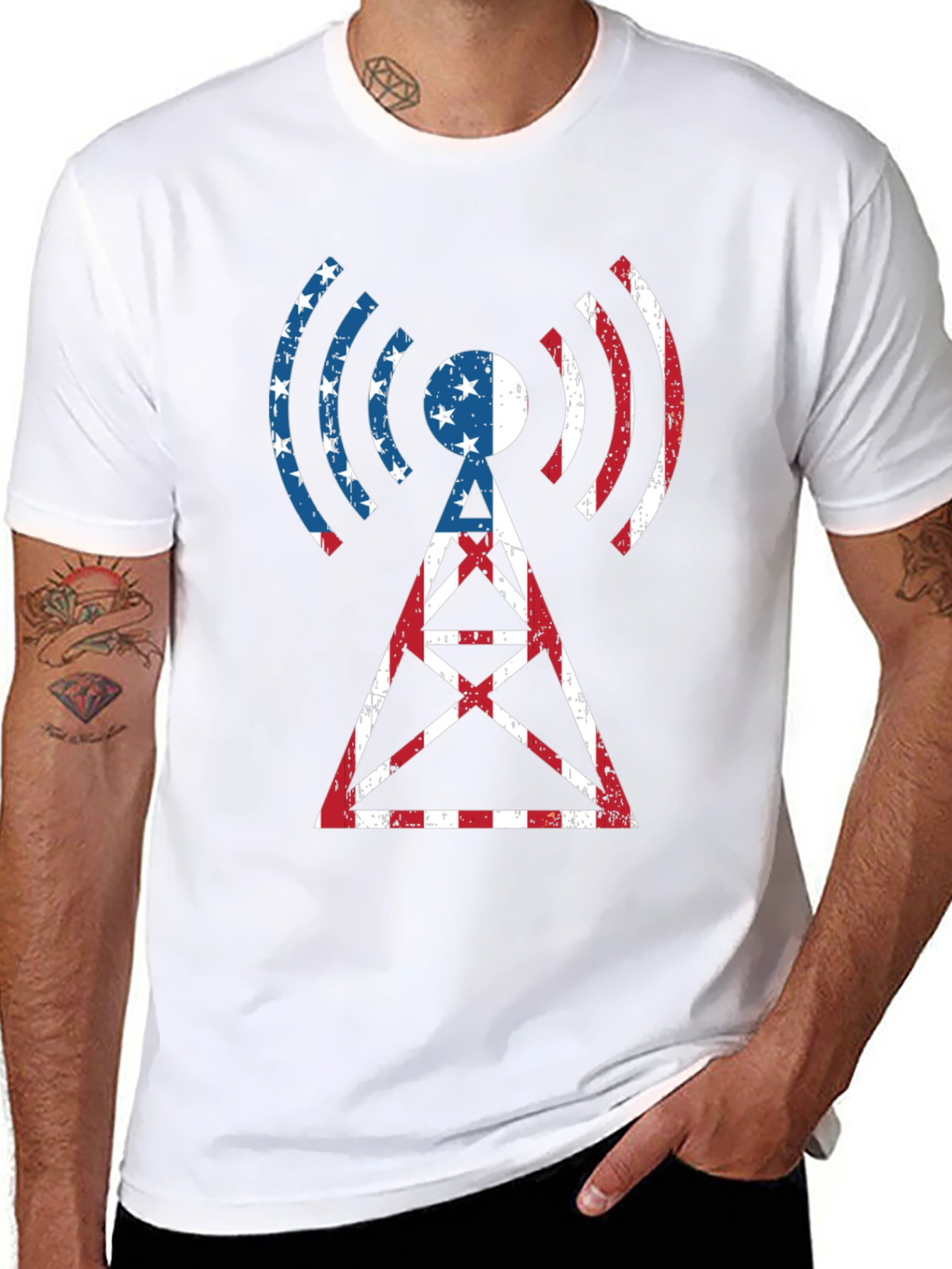 American Flag Radio Tower T-Shirt