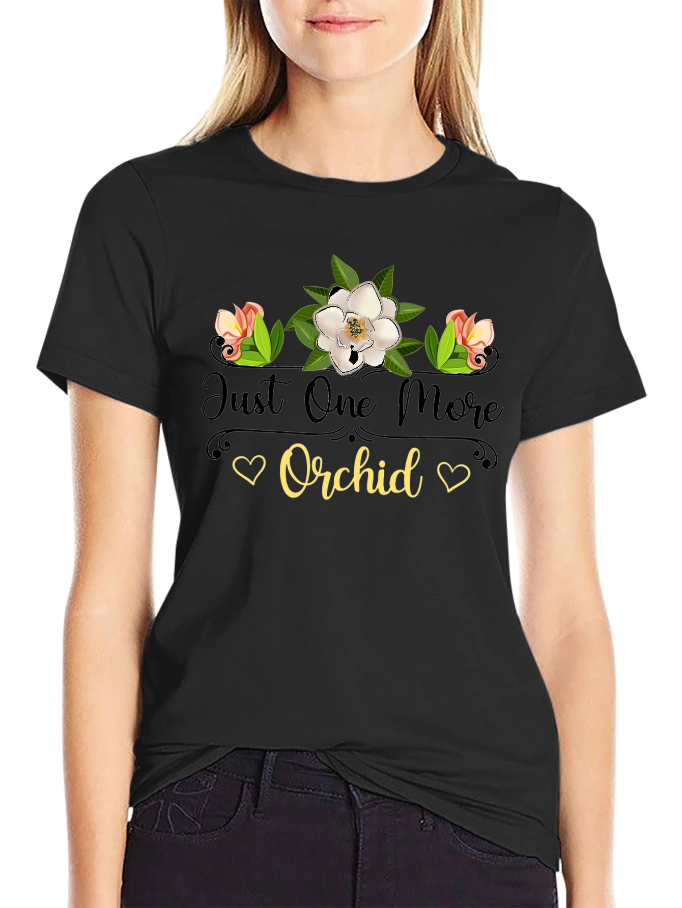 Just One More Orchid Black T-Shirt