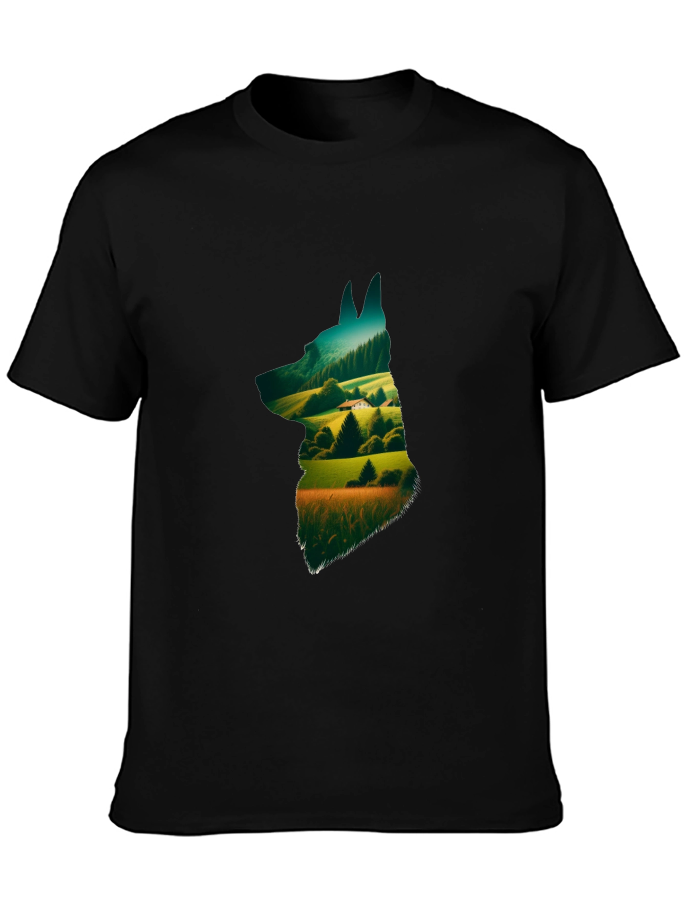 Nature Dog Graphic Tee - Stylish Black Cotton Shirt