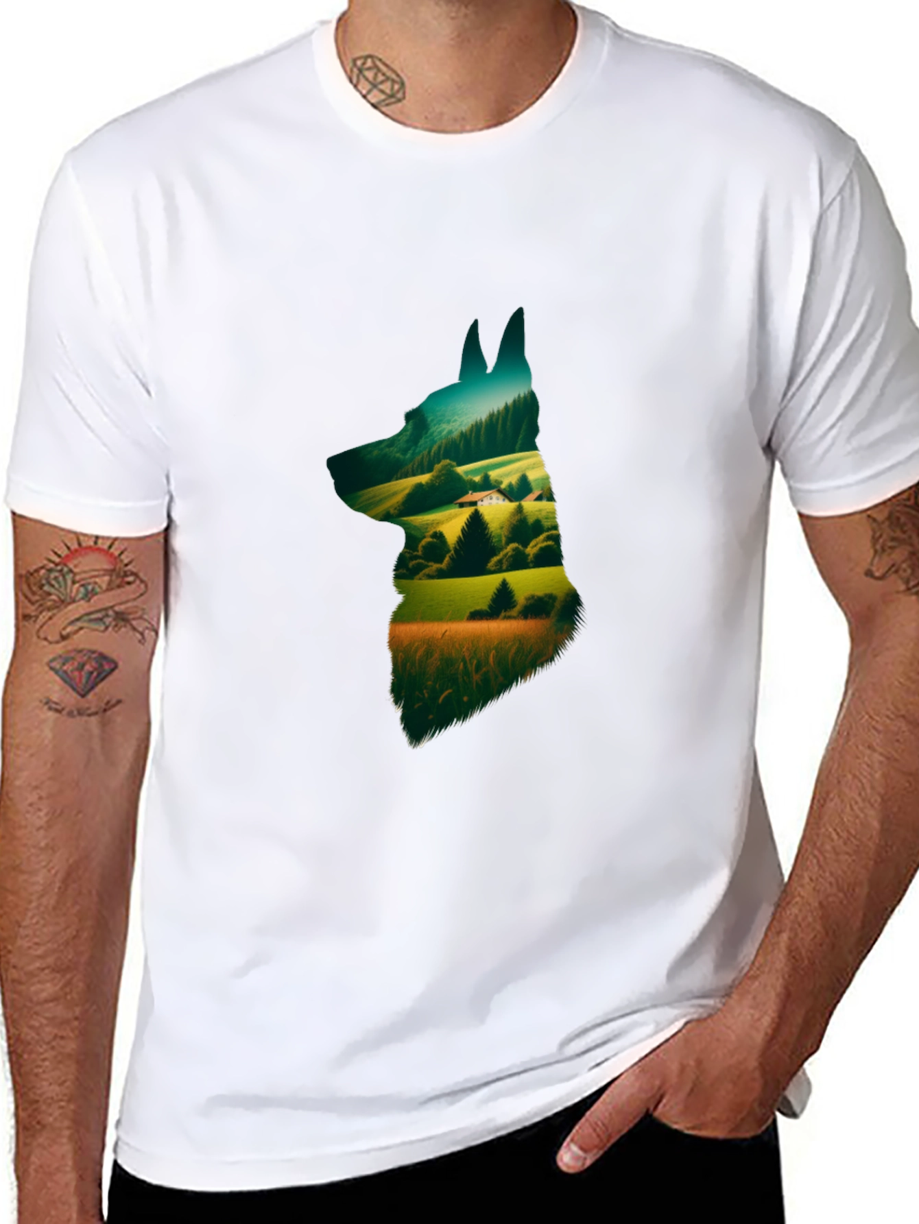 Nature Dog Graphic Tee - Stylish Black Cotton Shirt