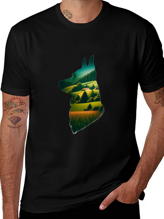 Nature Dog Graphic Tee - Stylish Black Cotton Shirt