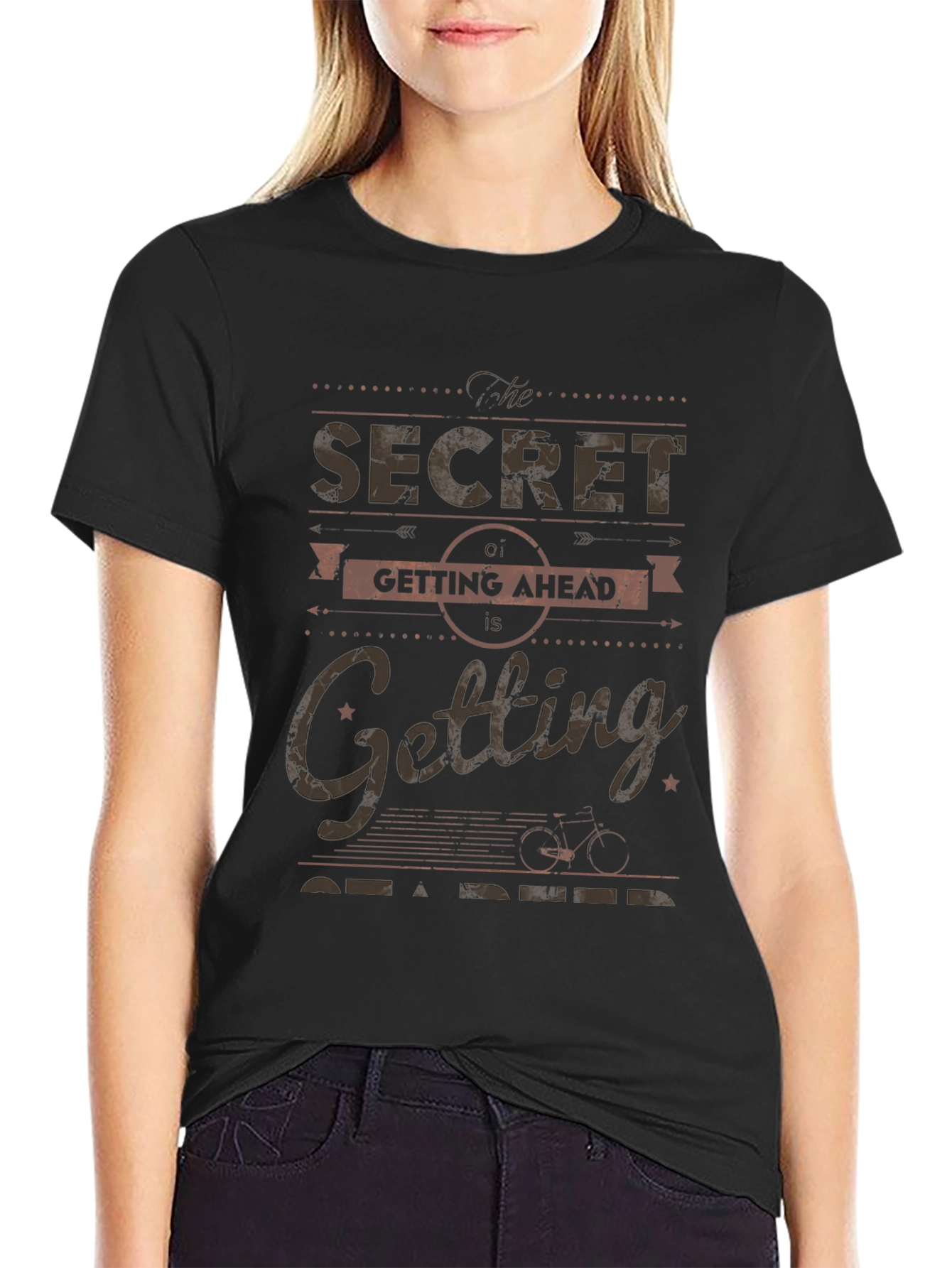 The Secret of Getting Ahead Black Graphic Tee