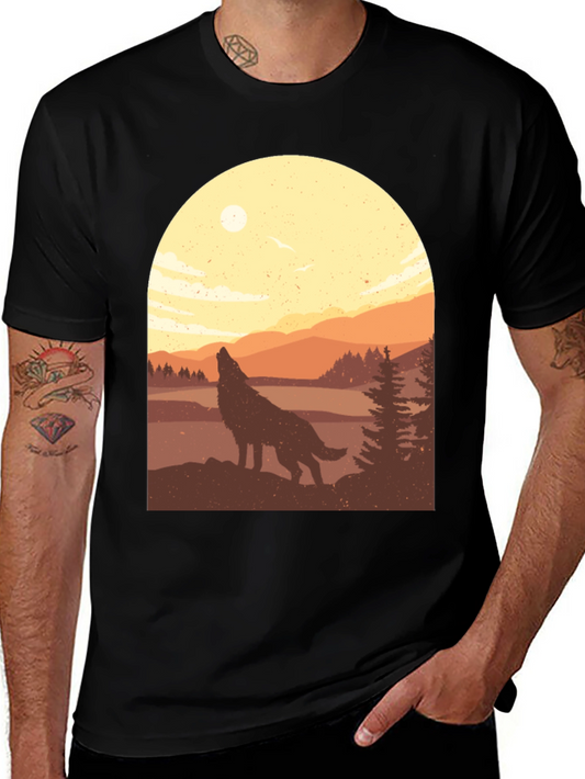 Wolf Howl Landscape Graphic T-Shirt