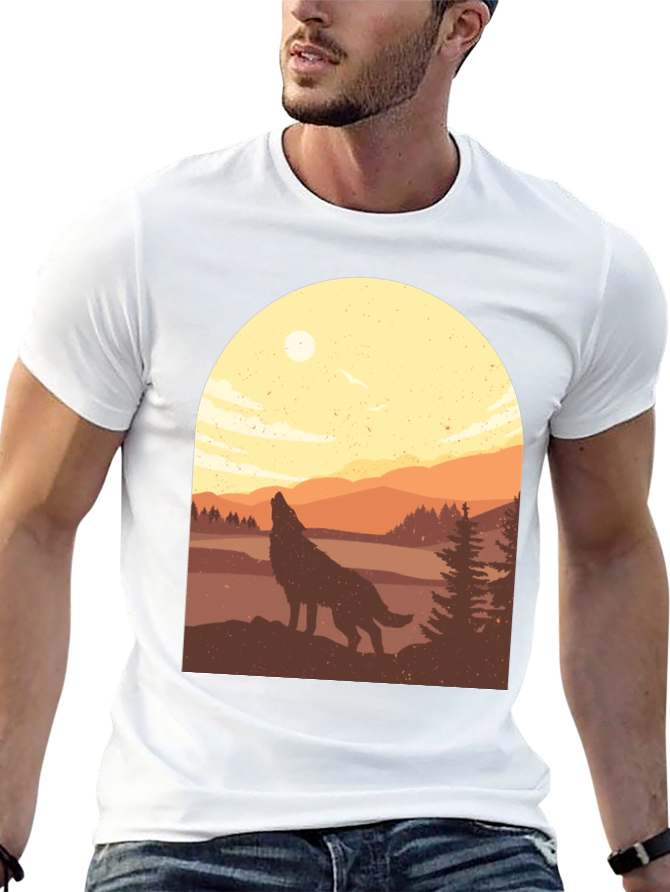 Wolf Howl Landscape Graphic T-Shirt