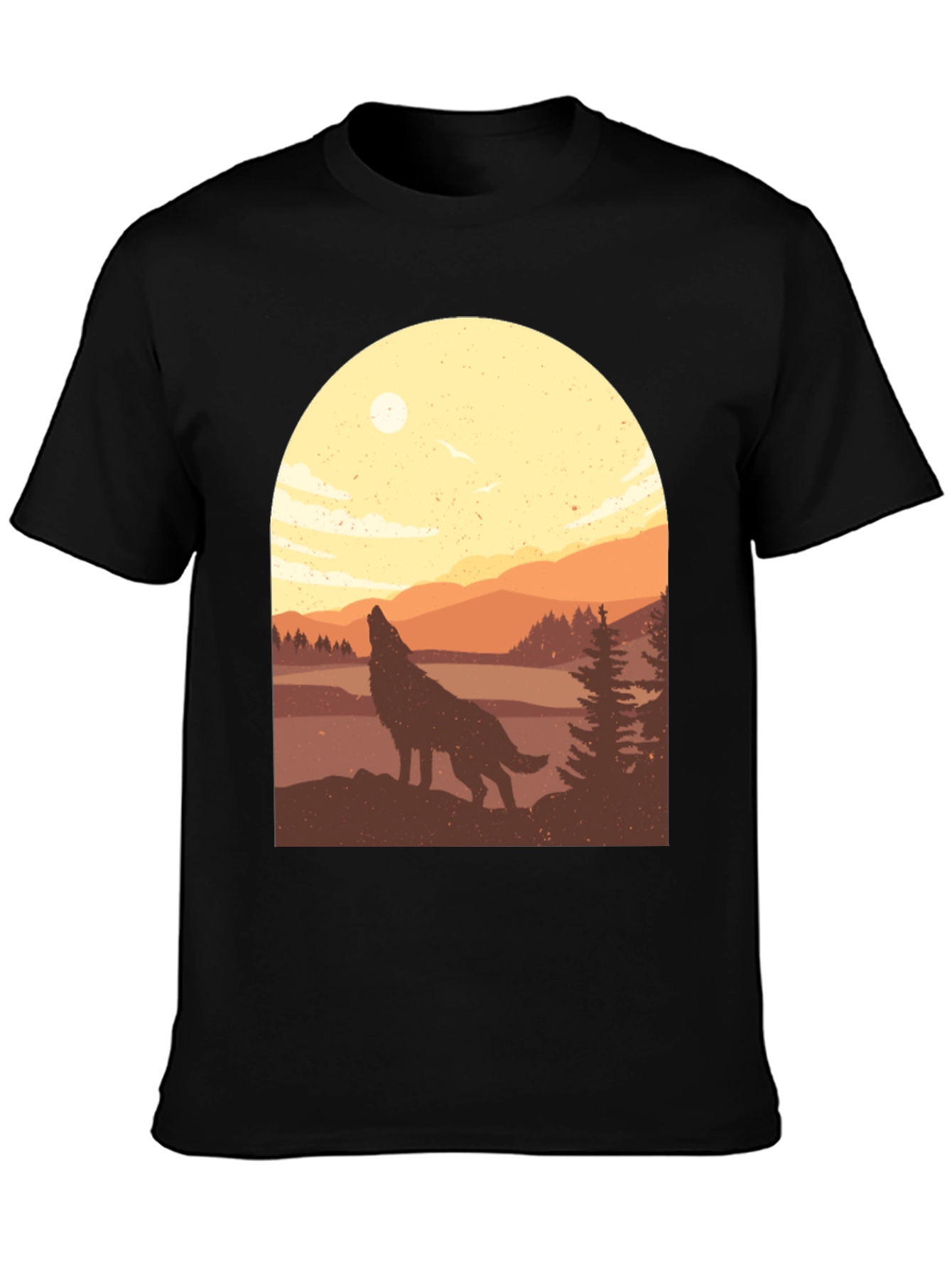 Wolf Howl Landscape Graphic T-Shirt