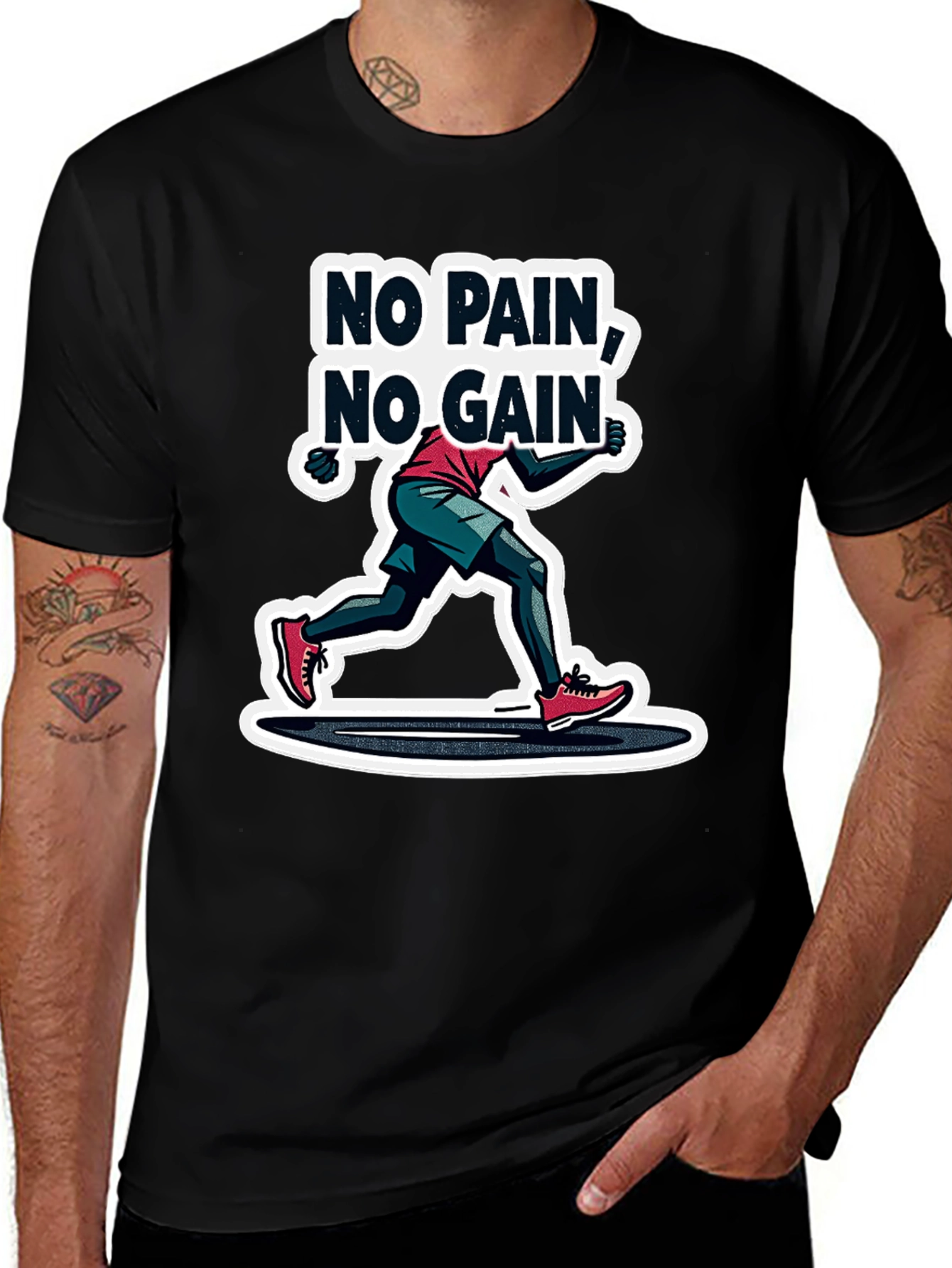 No Pain No Gain Graphic Tee - Black