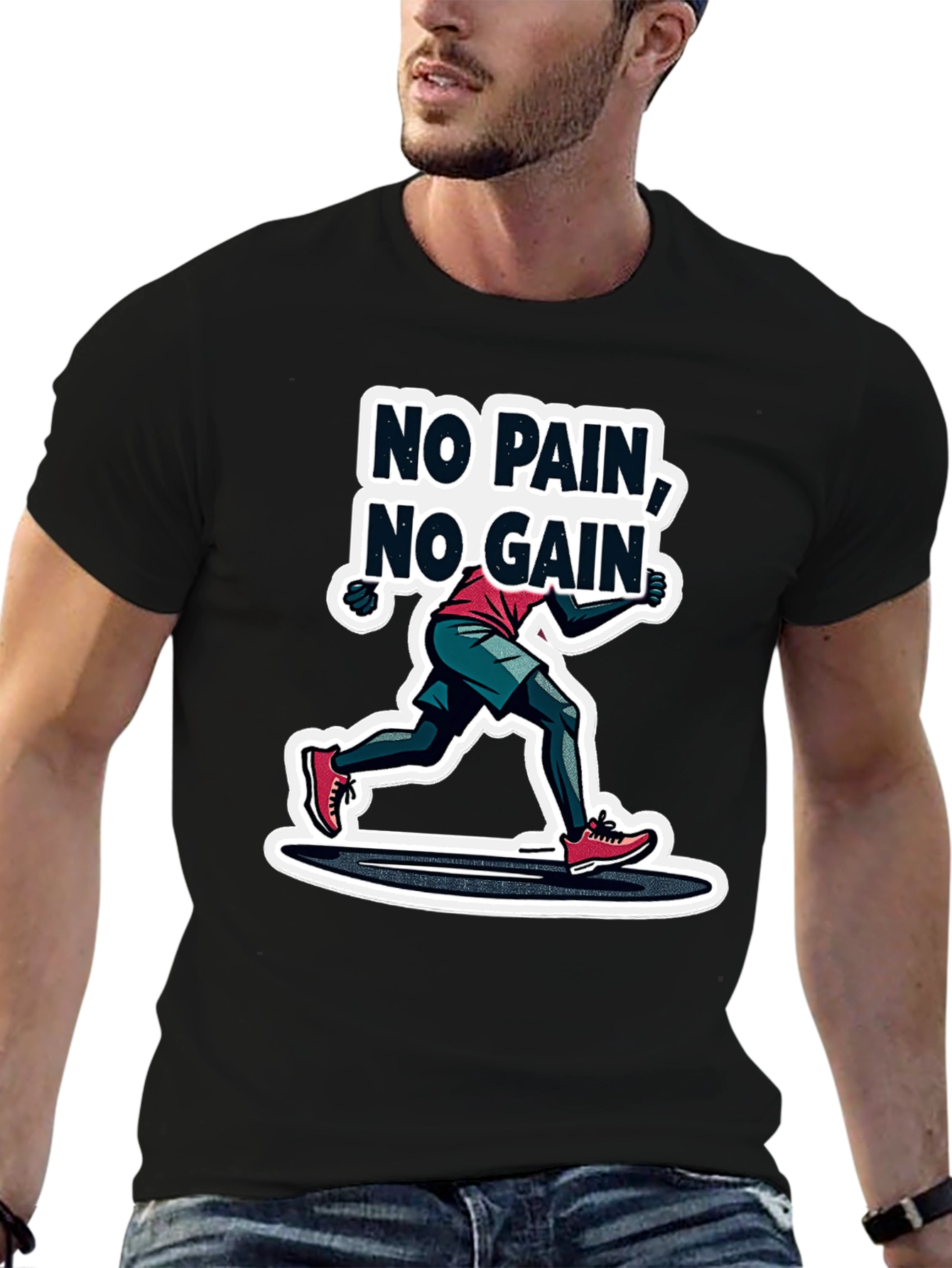 No Pain No Gain Graphic Tee - Black