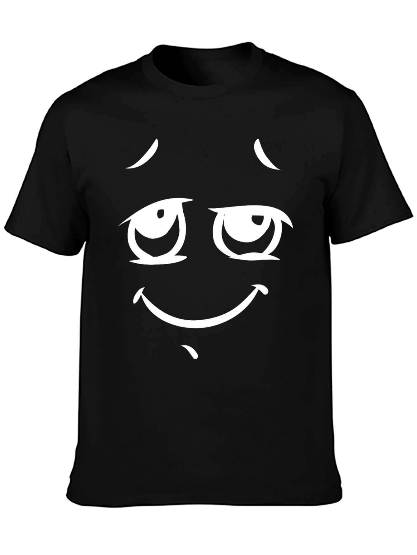Funny Cartoon Face Black T-Shirt