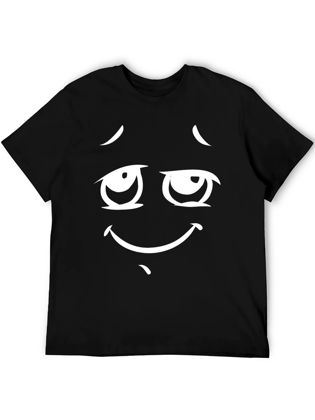 Funny Cartoon Face Black T-Shirt