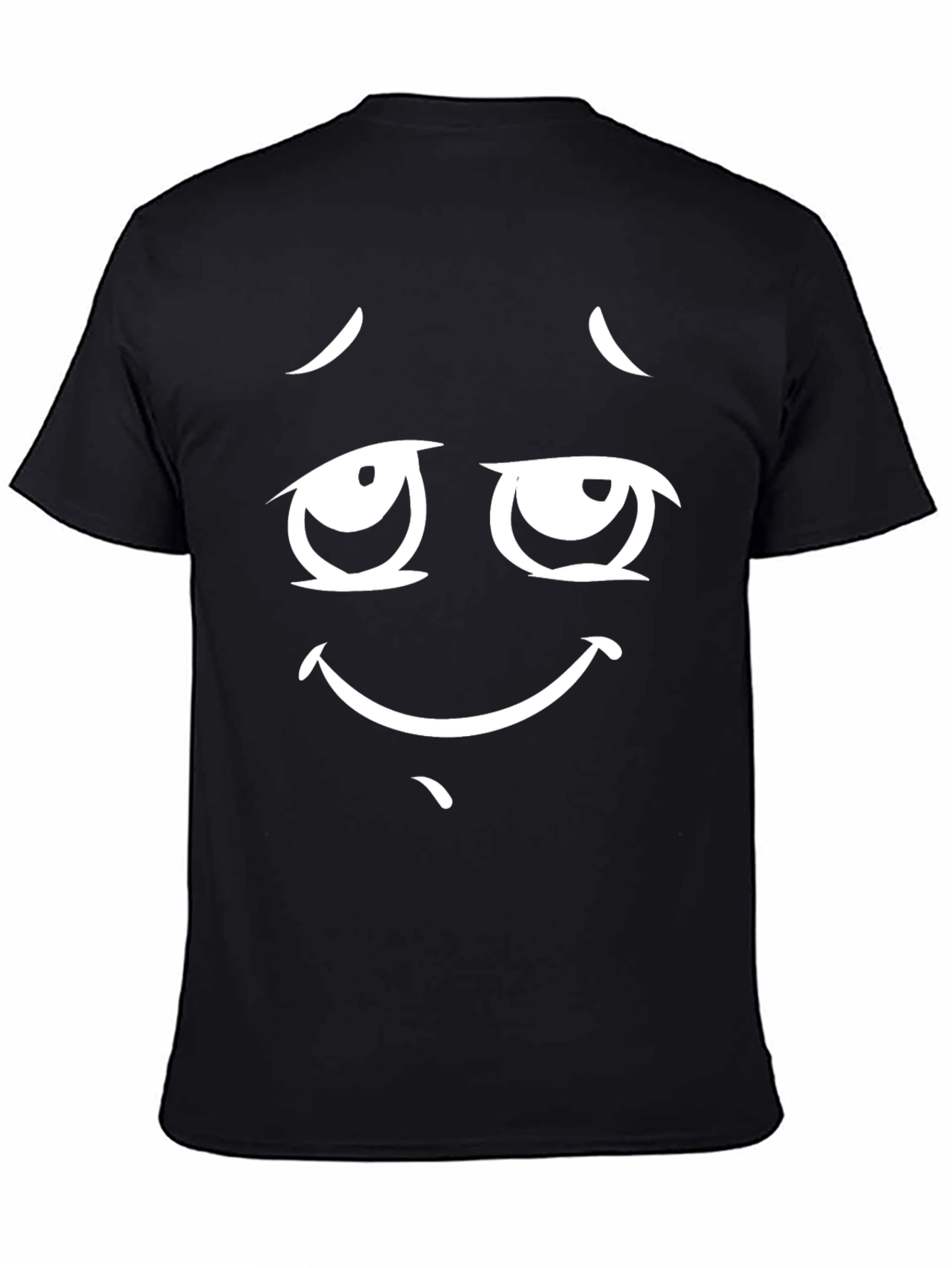 Funny Cartoon Face Black T-Shirt