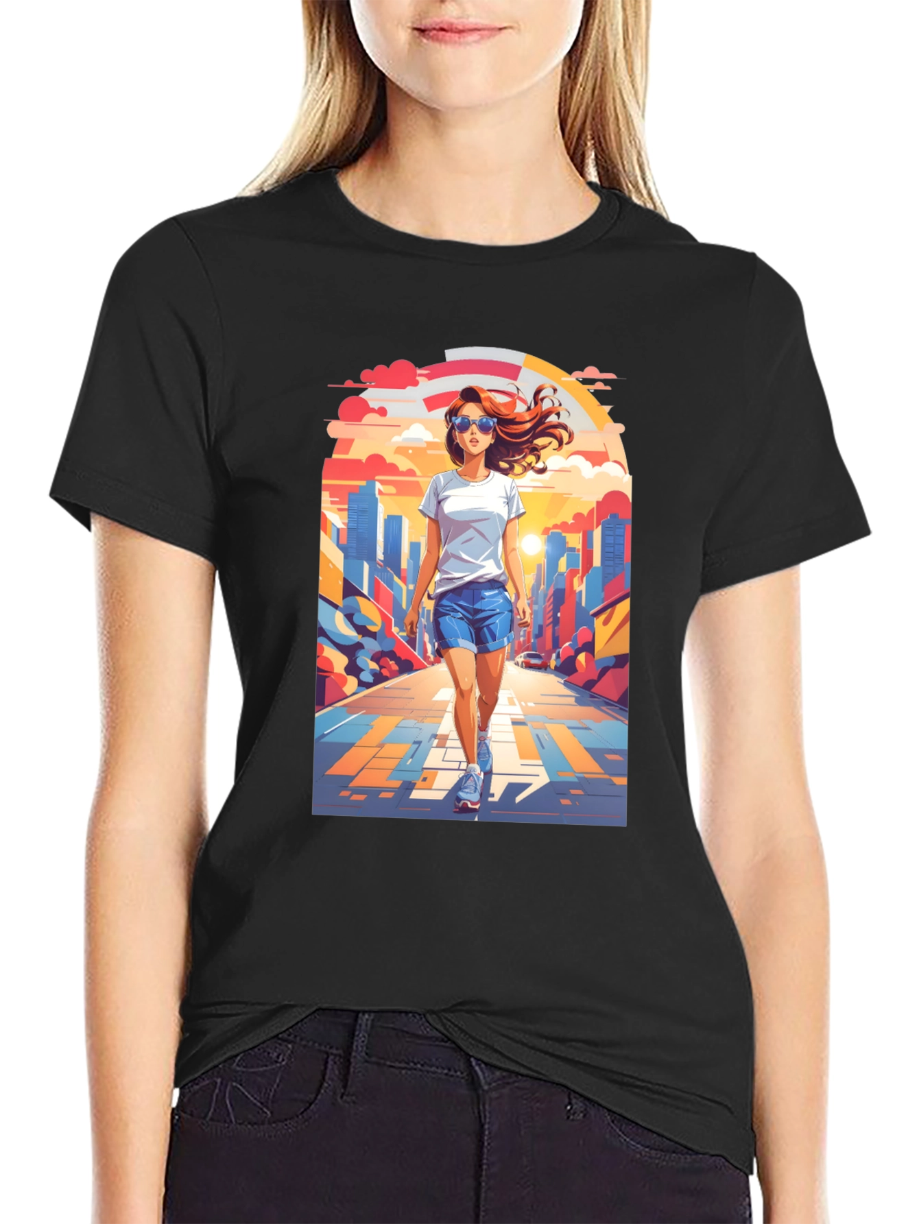 Trendy Graphic Tee: Walk in the City