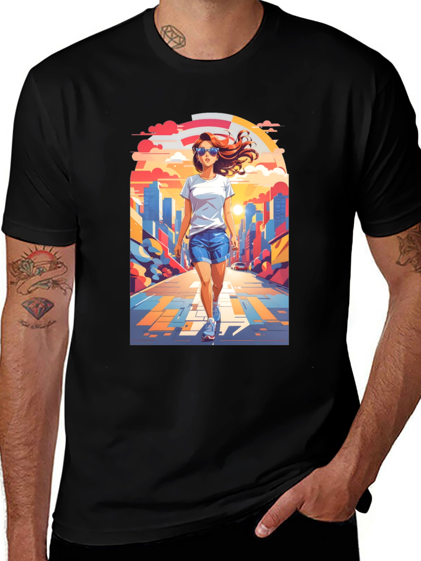 Trendy Graphic Tee: Walk in the City