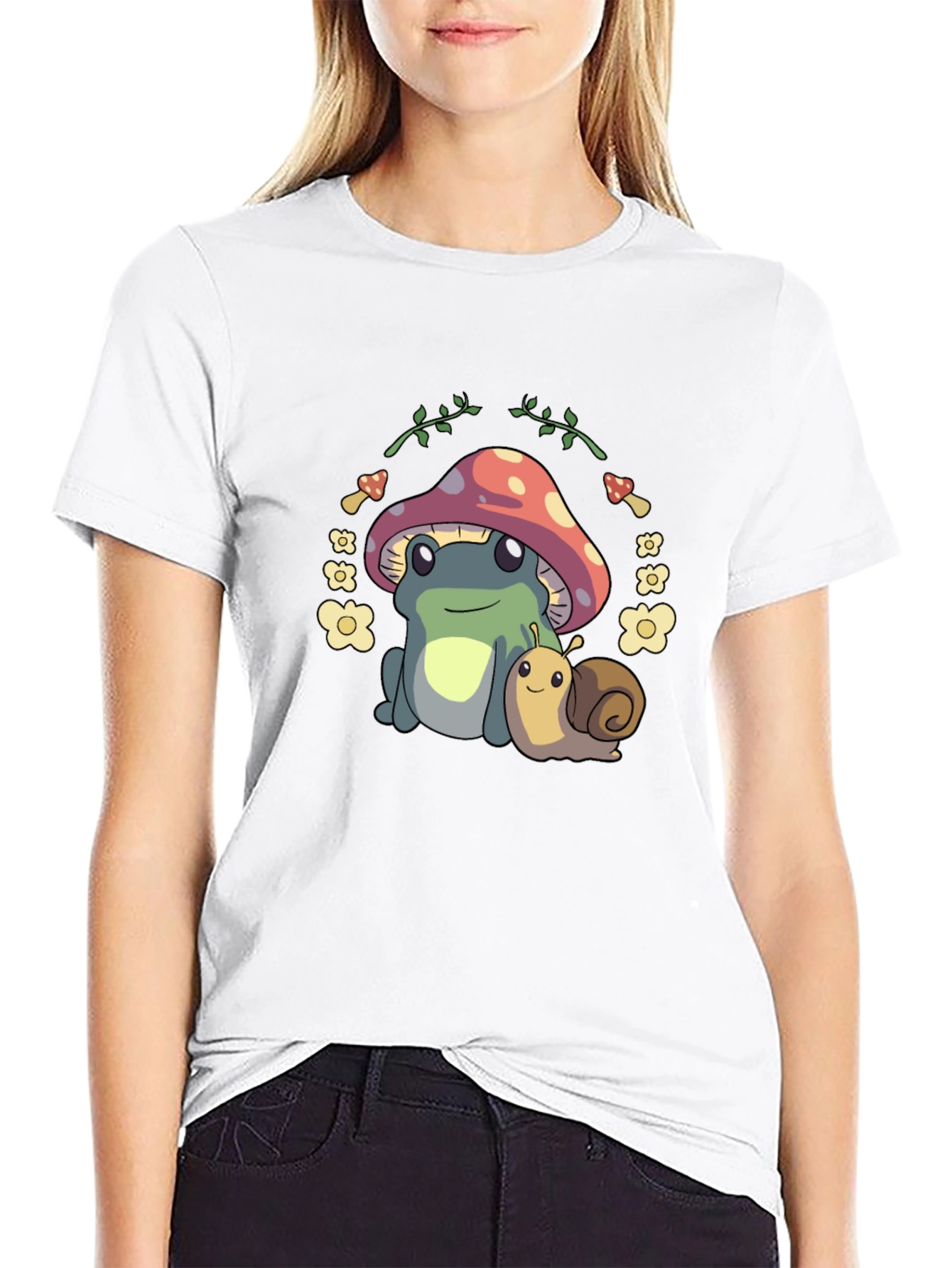 Cute Frog & Snail Mushroom T-Shirt - Unique Design