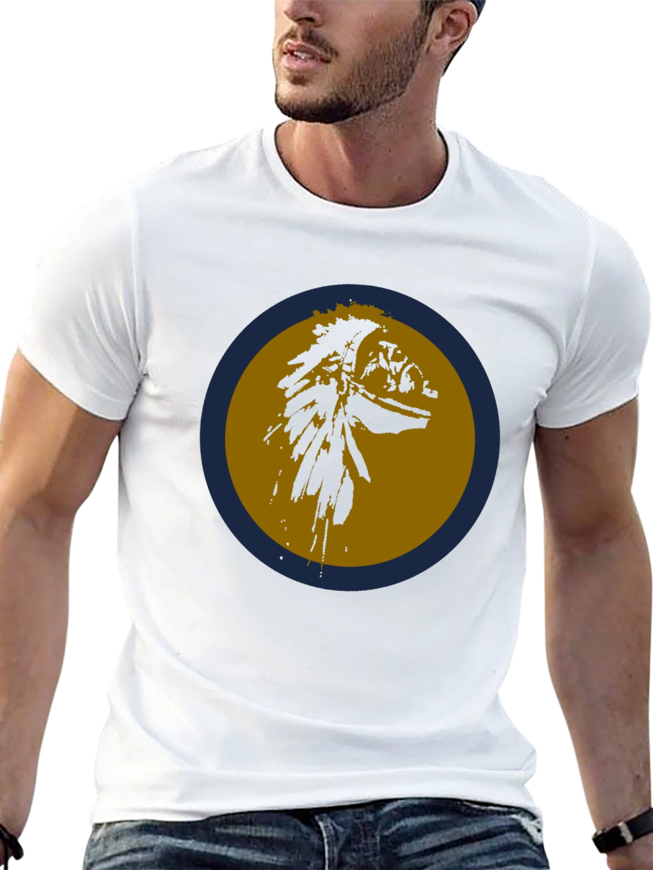 Native American Headdress Graphic Tee - Black