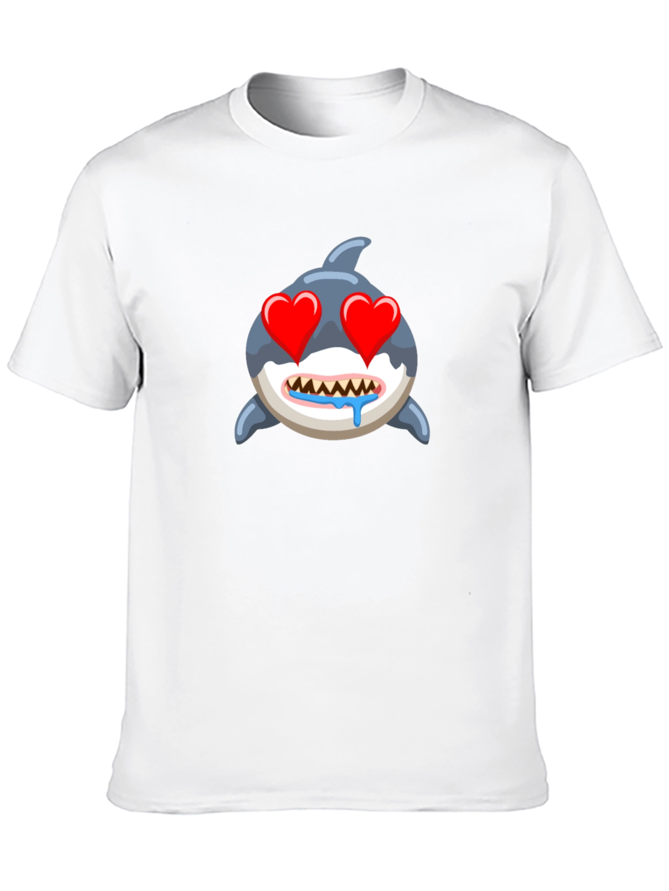 Shark Emoji T-Shirt with Heart Eyes - Black