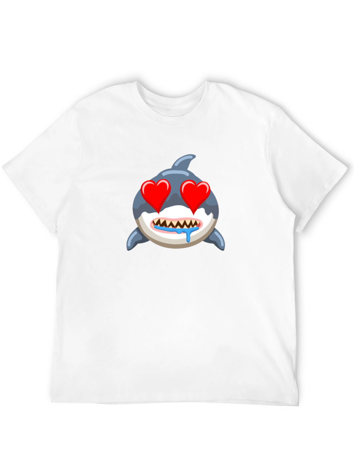 Shark Emoji T-Shirt with Heart Eyes - Black