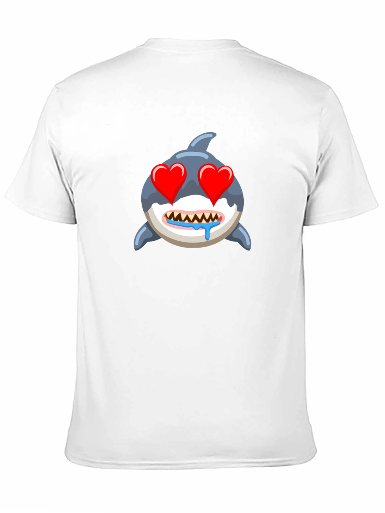 Shark Emoji T-Shirt with Heart Eyes - Black