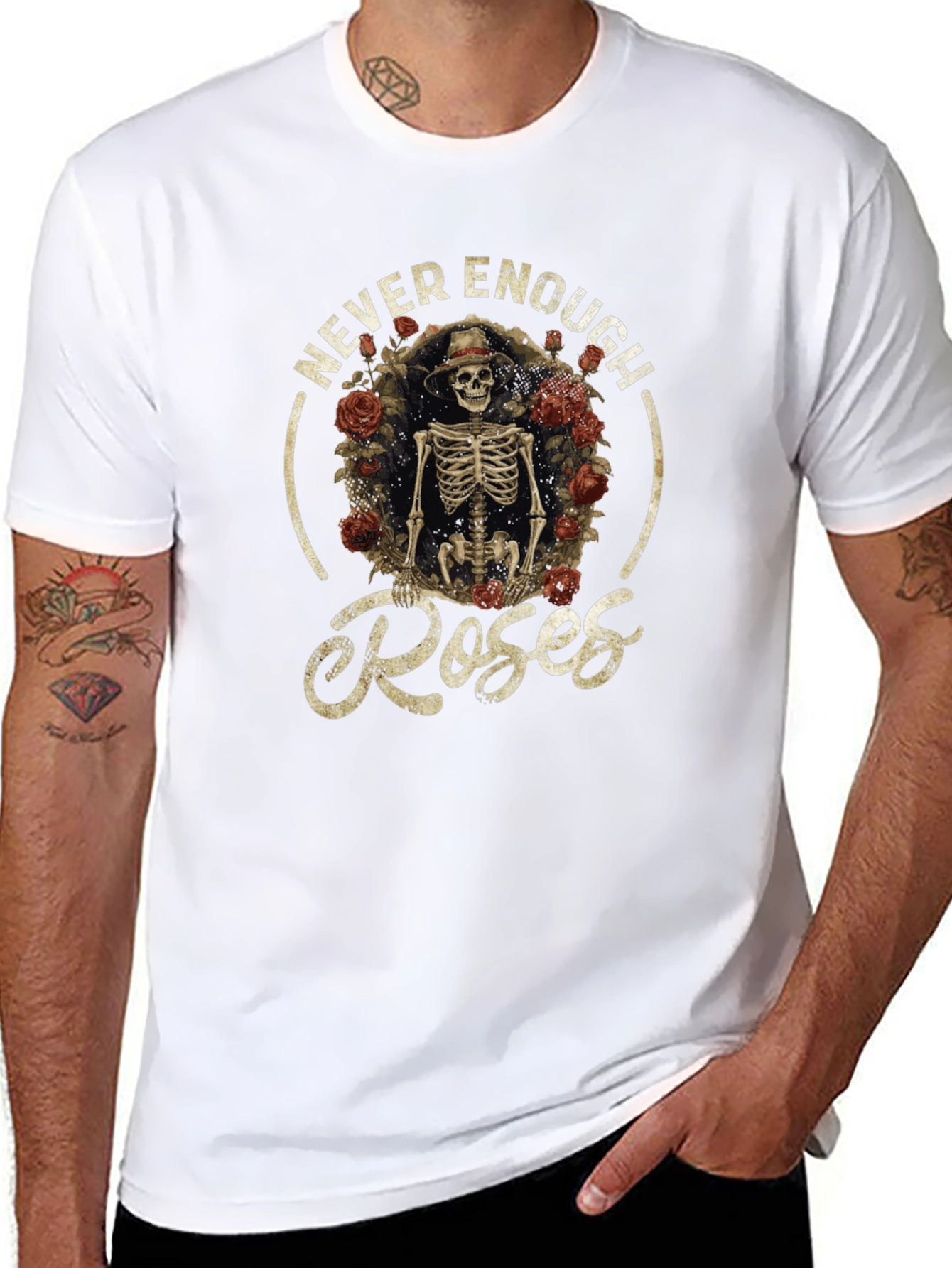 Never Enough Roses Skeleton Graphic Tee