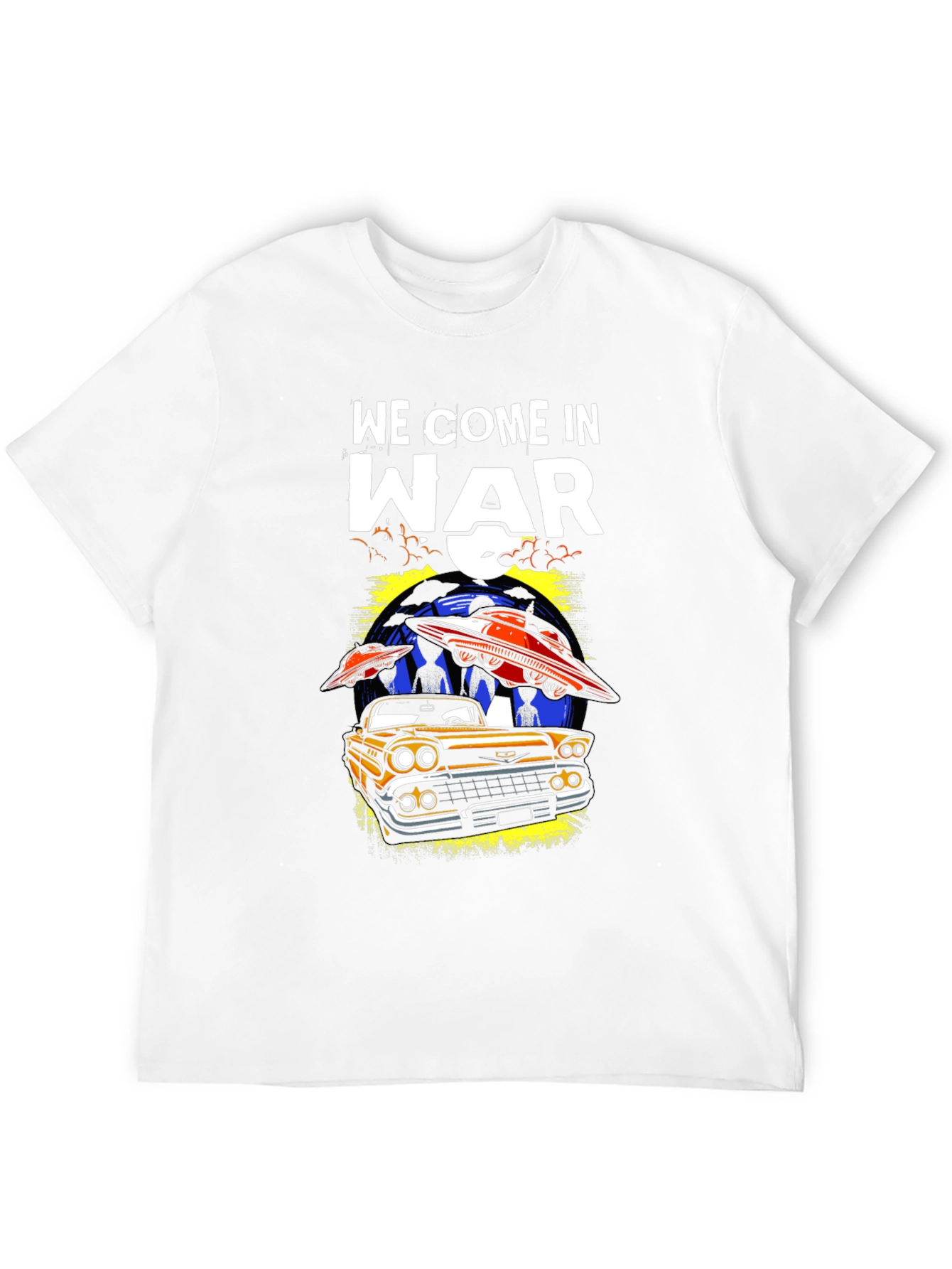 We Come in War UFO Car Graphic T-Shirt