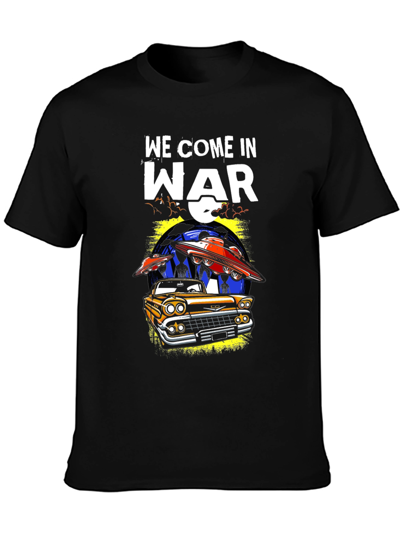 We Come in War UFO Car Graphic T-Shirt